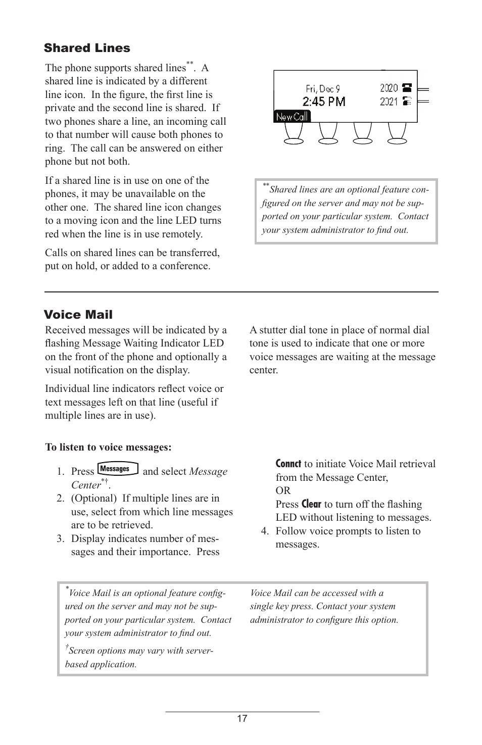 Shared lines, Voice mail | Polycom IP 430 SIP 2.0 User Manual | Page 20 / 31