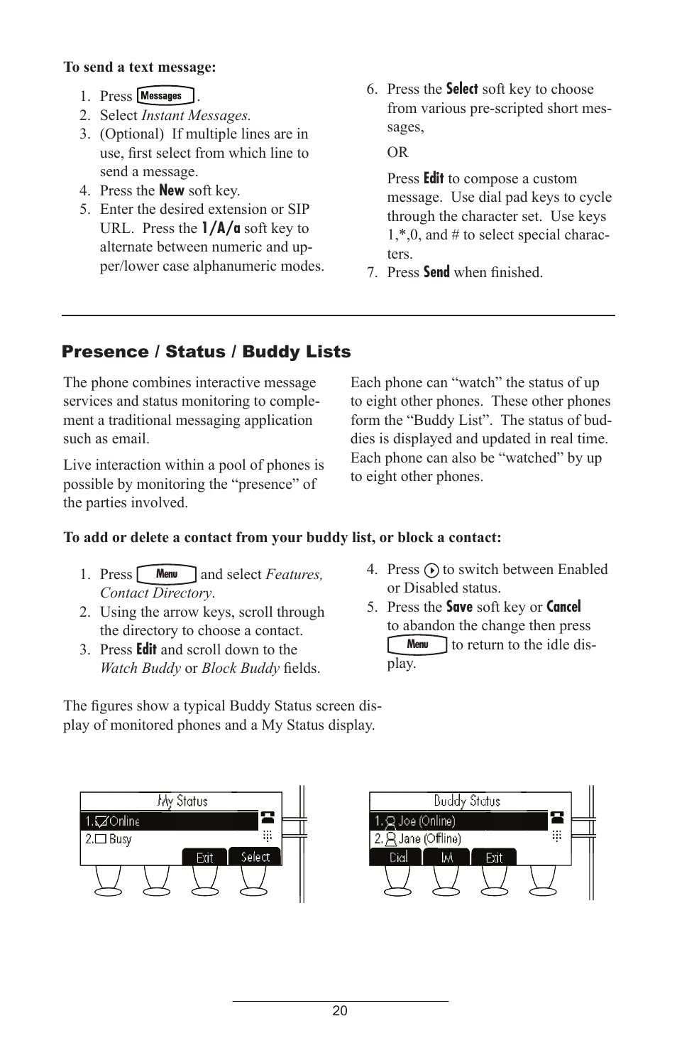 Presence / status / buddy lists | Polycom IP 430 SIP 2.0 User Manual | Page 23 / 31