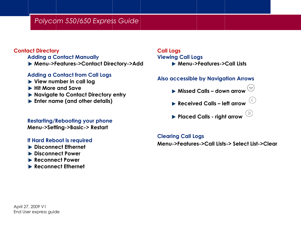 Polyco, 50 expres, Ss guide | Polycom 650 User Manual | Page 2 / 2