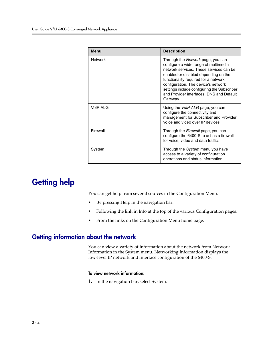 Getting help, Getting information about the network, Getting help –4 | Getting information about the network –4 | Polycom V2IU Converged Network Appliance 6400-S User Manual | Page 20 / 82