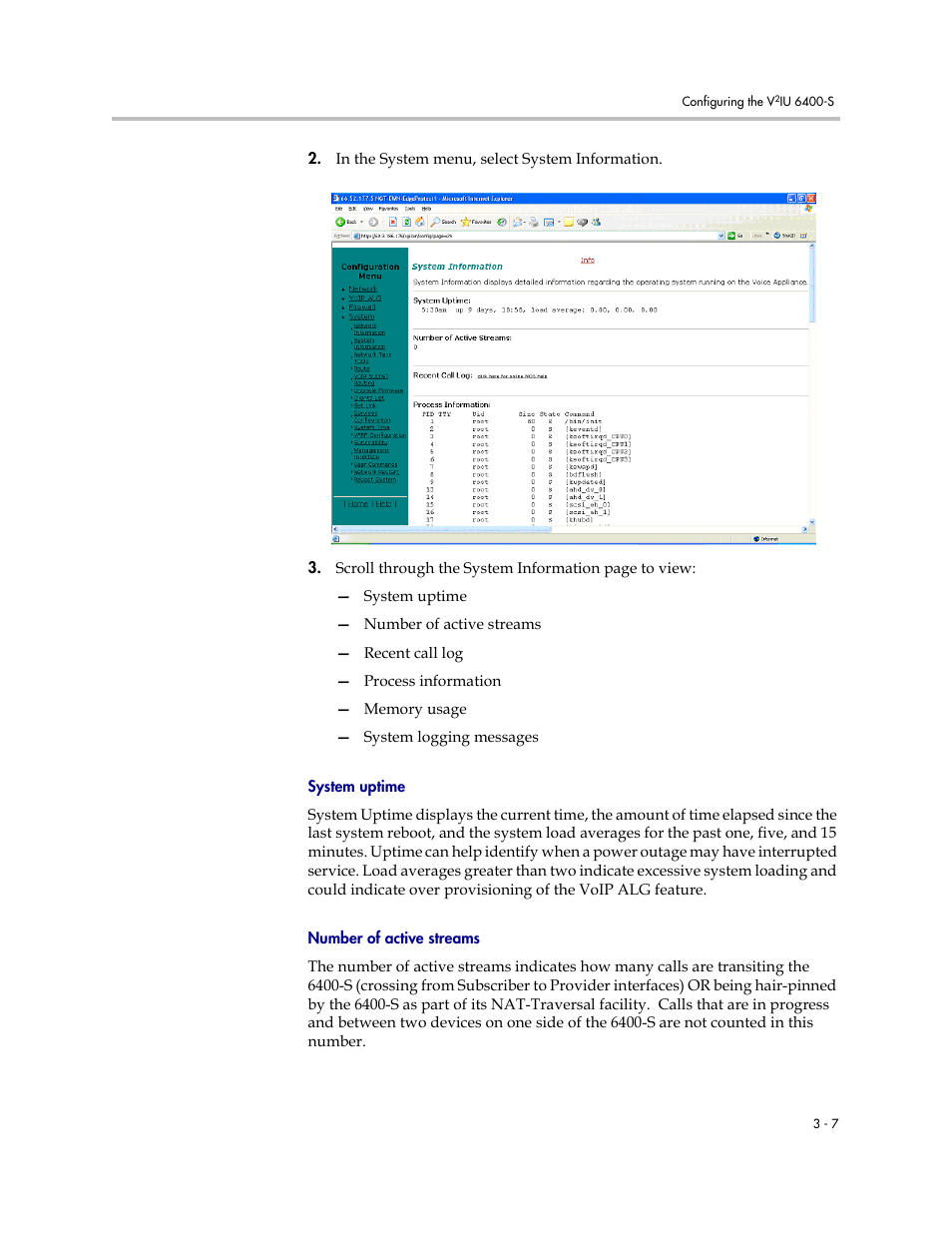 System uptime, Number of active streams, System uptime –7 number of active streams –7 | Polycom V2IU Converged Network Appliance 6400-S User Manual | Page 23 / 82