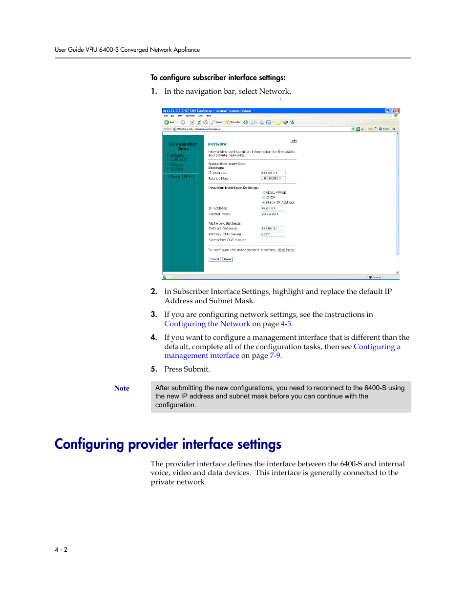 Configuring provider interface settings, Configuring provider interface settings –2 | Polycom V2IU Converged Network Appliance 6400-S User Manual | Page 26 / 82