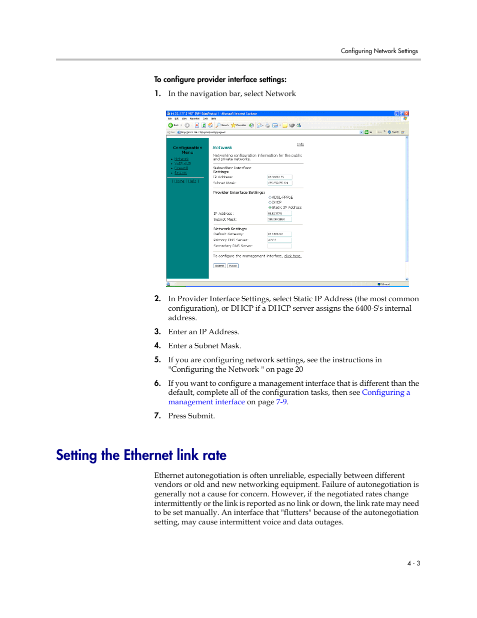 Setting the ethernet link rate, Setting the ethernet link rate –3 | Polycom V2IU Converged Network Appliance 6400-S User Manual | Page 27 / 82