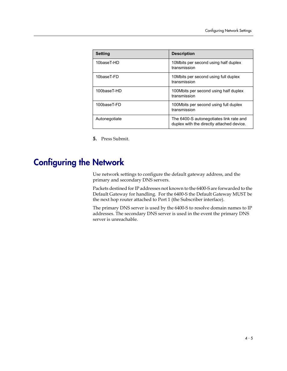 Configuring the network, Configuring the network –5 | Polycom V2IU Converged Network Appliance 6400-S User Manual | Page 29 / 82