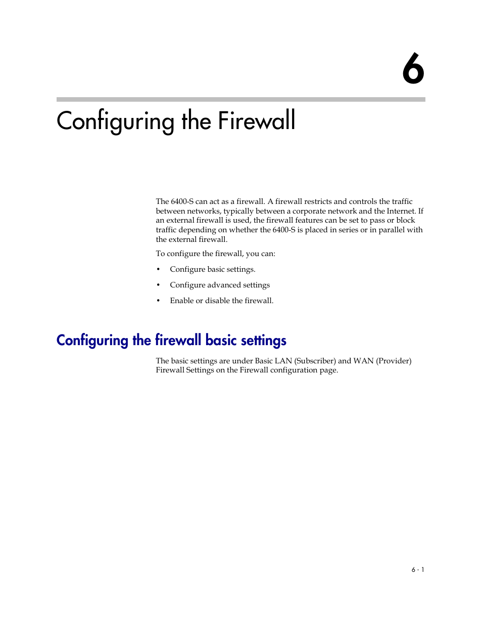 Configuring the firewall, Configuring the firewall basic settings, Configuring the firewall –1 | Configuring the firewall basic settings –1 | Polycom V2IU Converged Network Appliance 6400-S User Manual | Page 43 / 82