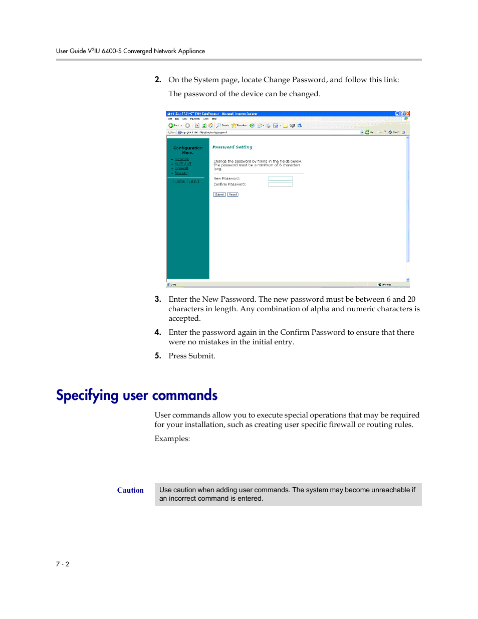 Specifying user commands, Specifying user commands –2 | Polycom V2IU Converged Network Appliance 6400-S User Manual | Page 48 / 82
