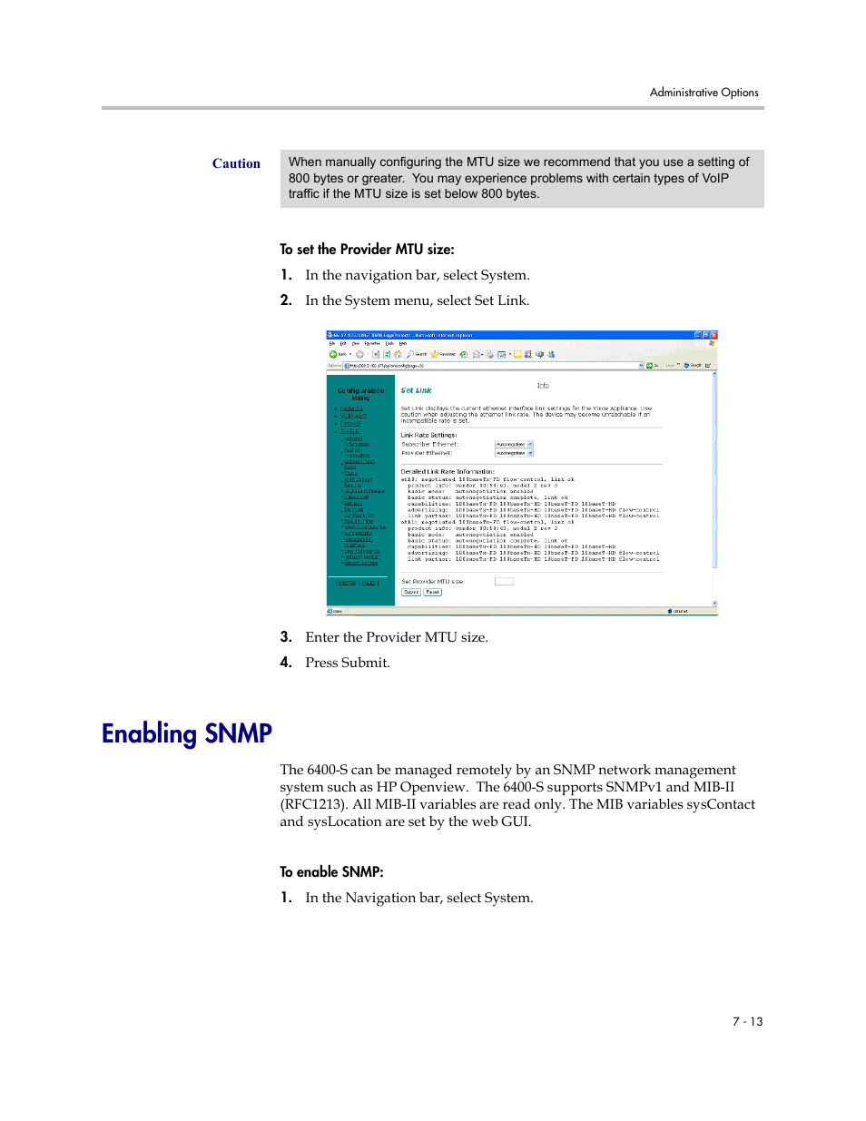 Enabling snmp, Enabling snmp –13 | Polycom V2IU Converged Network Appliance 6400-S User Manual | Page 59 / 82