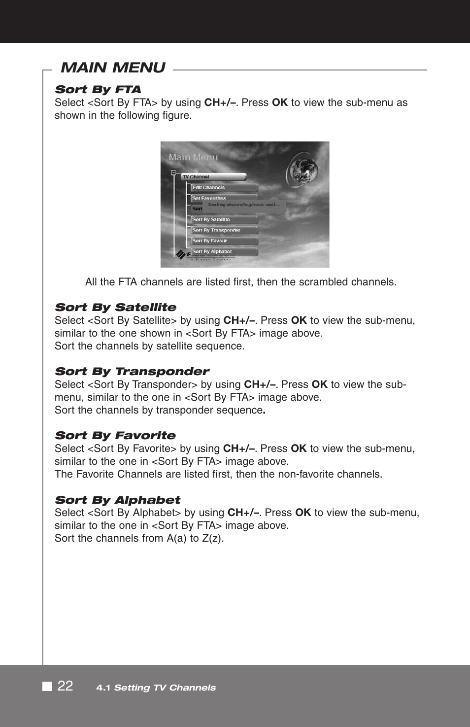 22 main menu | Pico Macom SIRD-FTA User Manual | Page 22 / 52