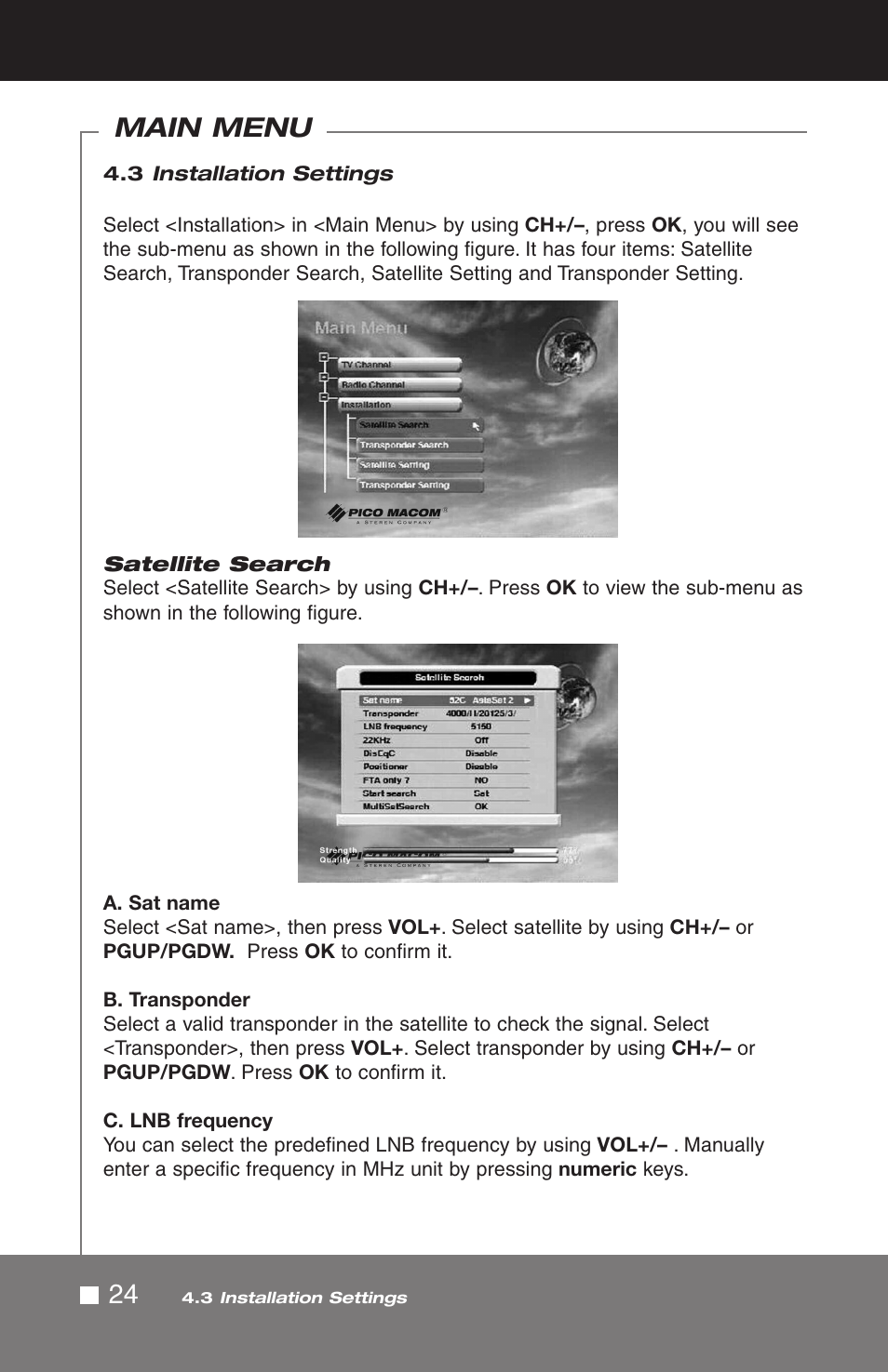 Main menu | Pico Macom SIRD-FTA User Manual | Page 24 / 52