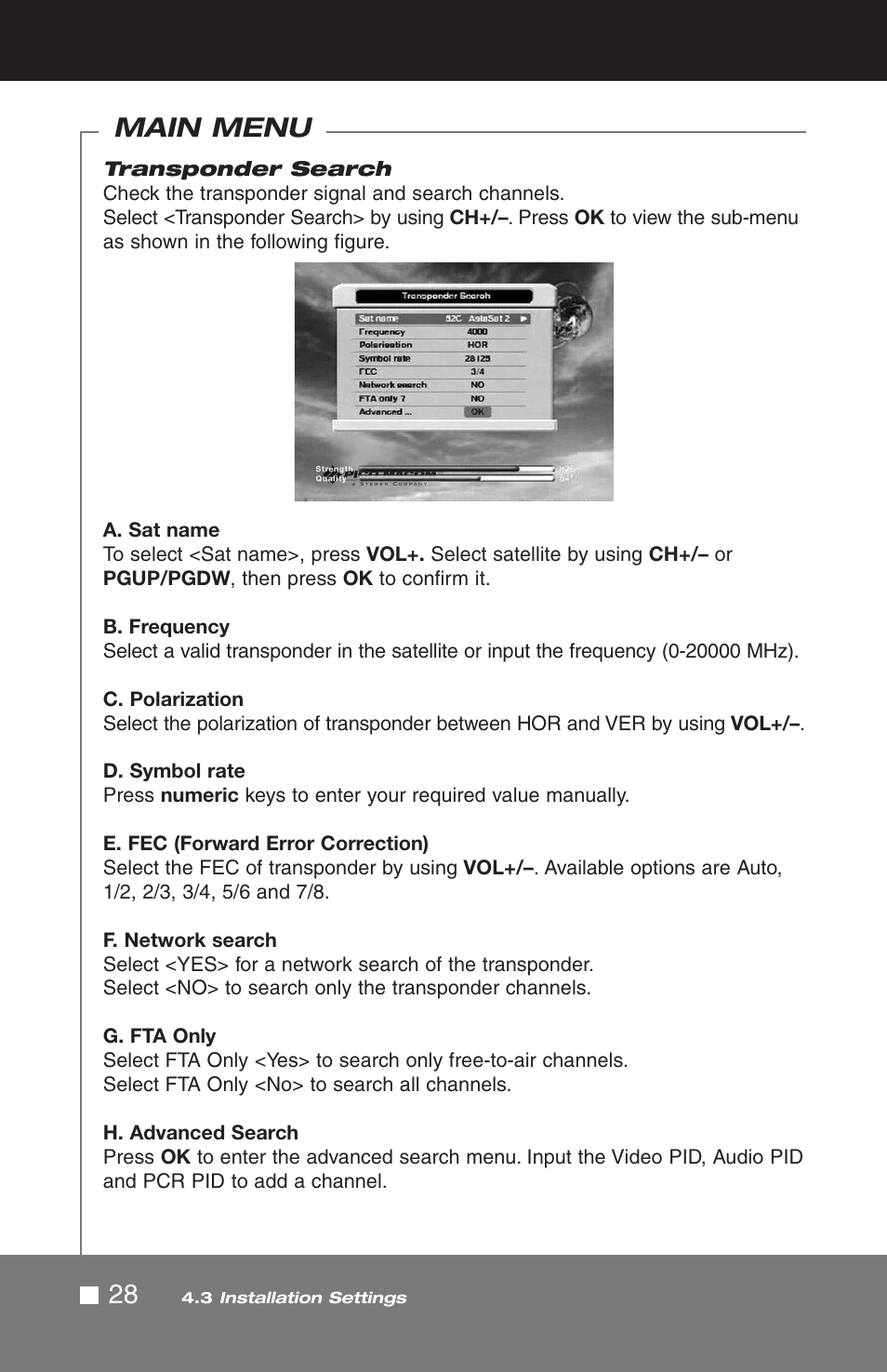Main menu | Pico Macom SIRD-FTA User Manual | Page 28 / 52