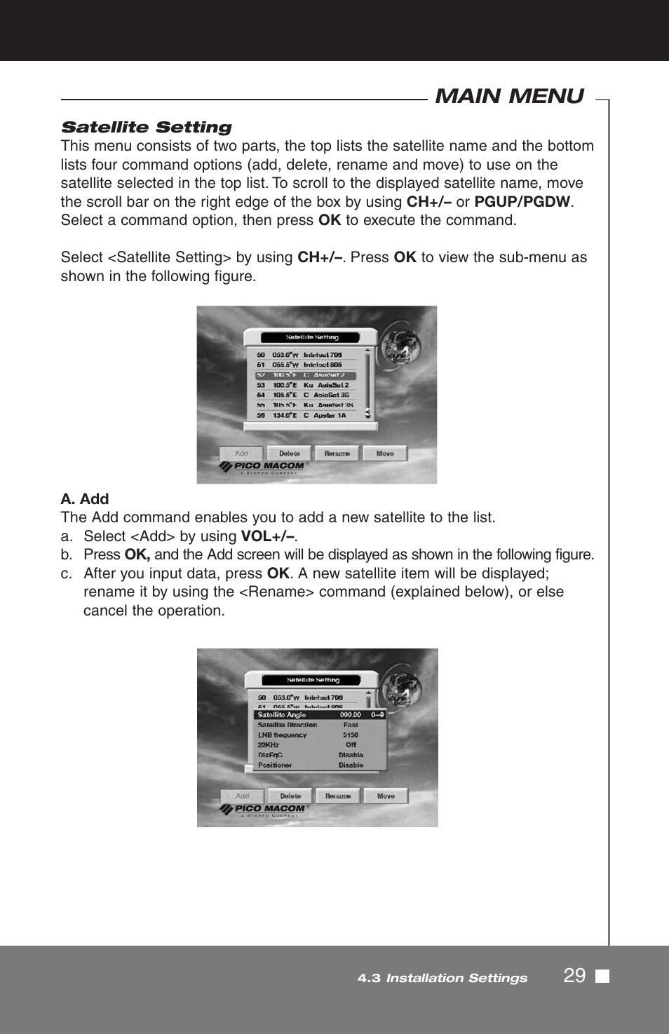 29 main menu | Pico Macom SIRD-FTA User Manual | Page 29 / 52
