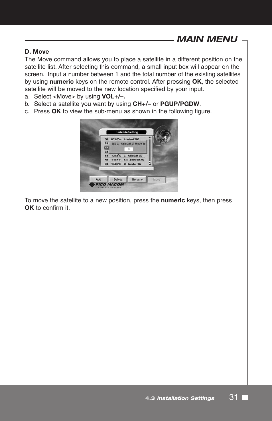 31 main menu | Pico Macom SIRD-FTA User Manual | Page 31 / 52