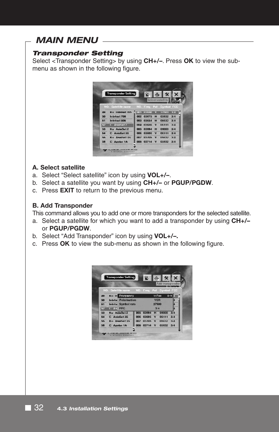 Main menu | Pico Macom SIRD-FTA User Manual | Page 32 / 52