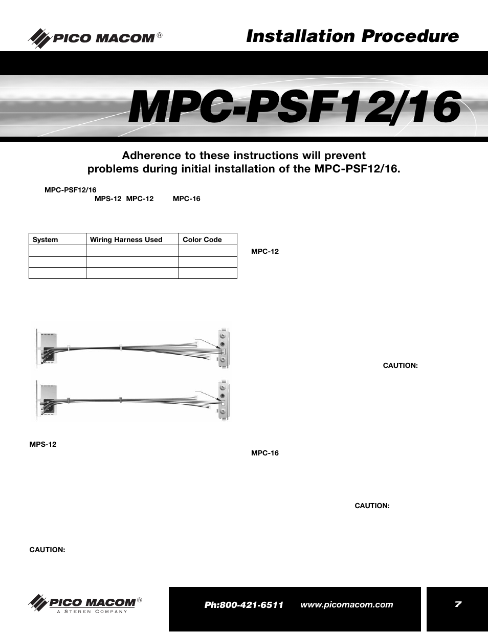Mpc-psf12/16, Installation procedure | Pico Macom MPC-PSF16 User Manual | Page 7 / 8
