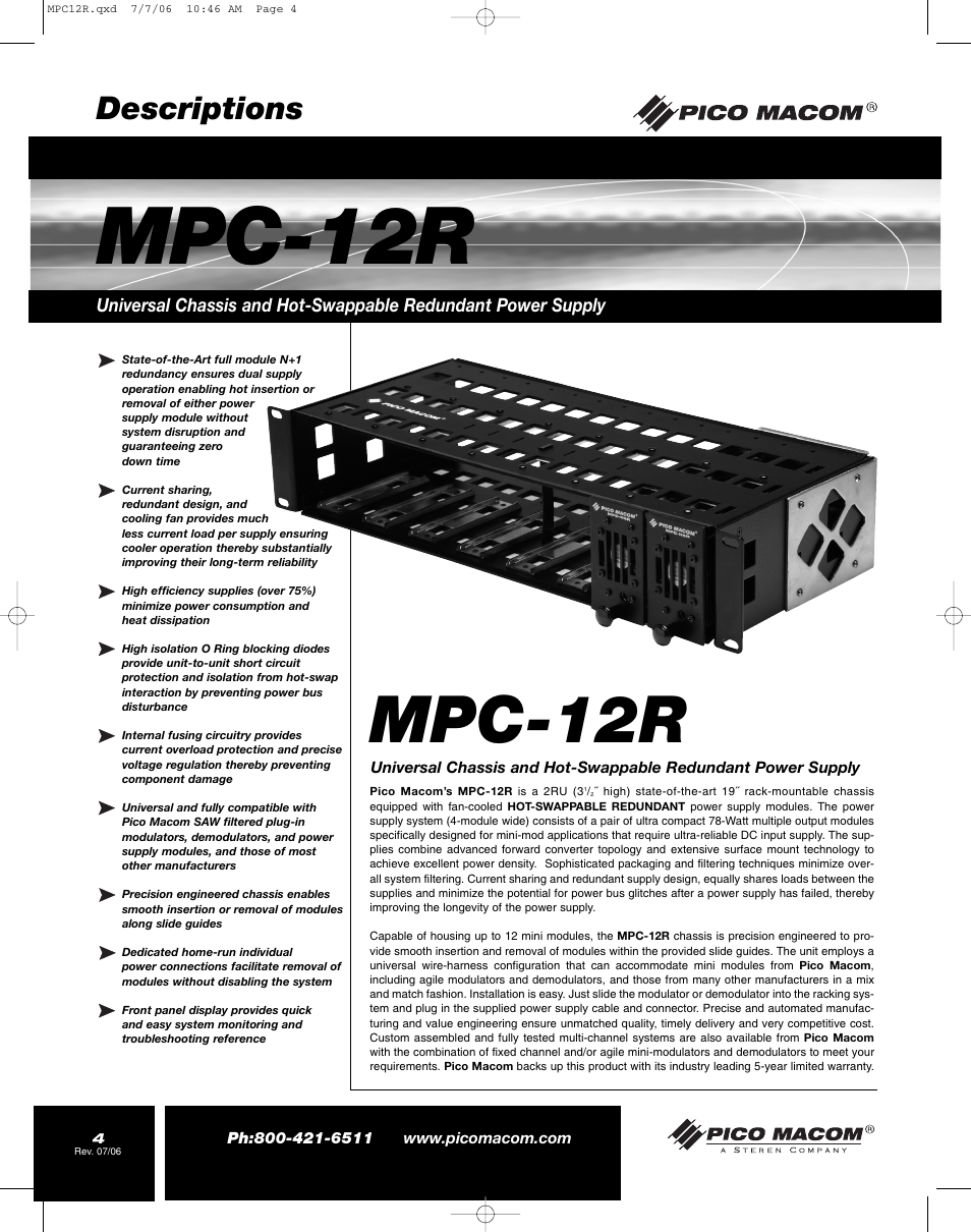 Mpc-12r, Descriptions | Pico Macom MPC-12R User Manual | Page 4 / 8
