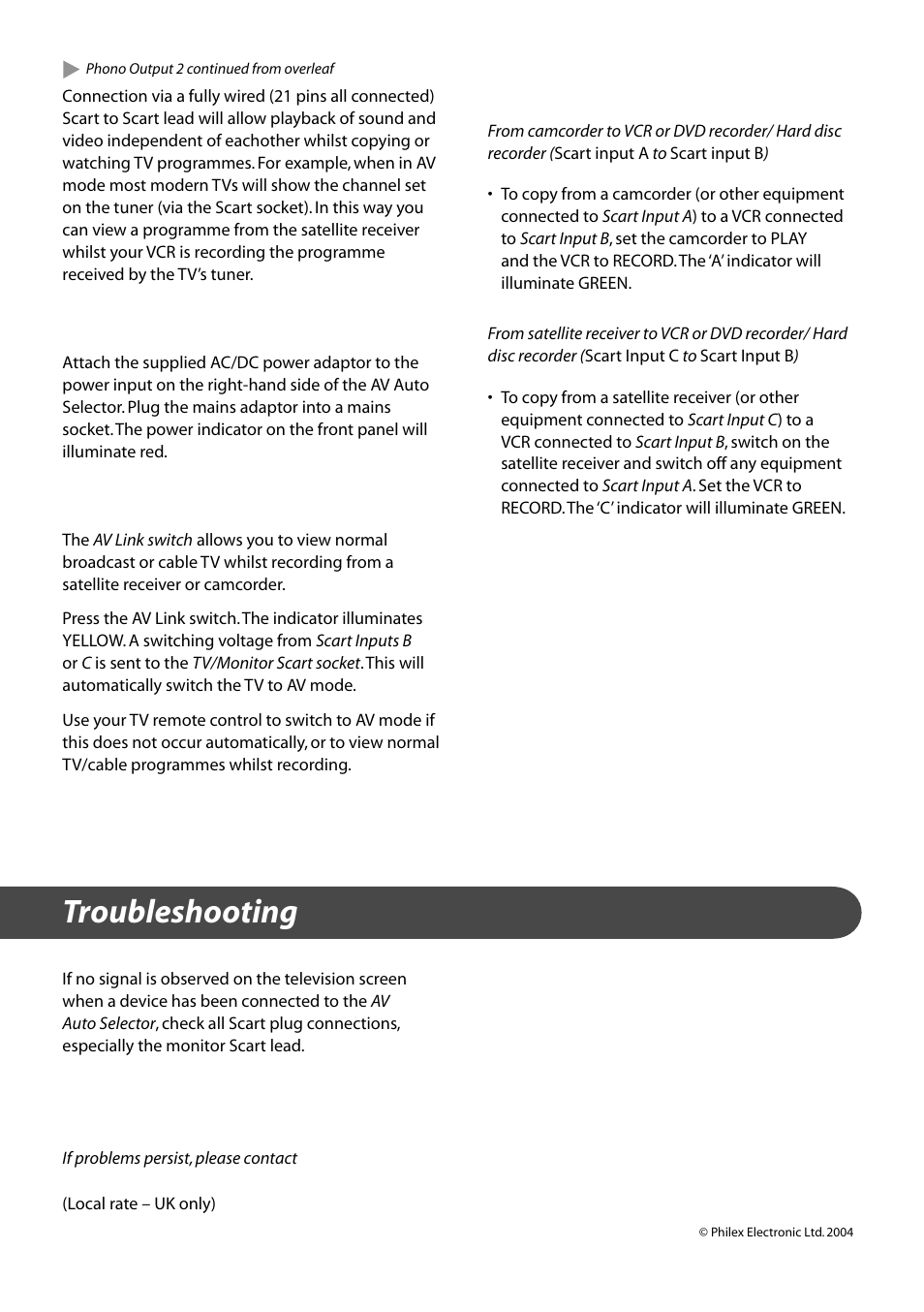 Troubleshooting | Philex 28520R User Manual | Page 2 / 2