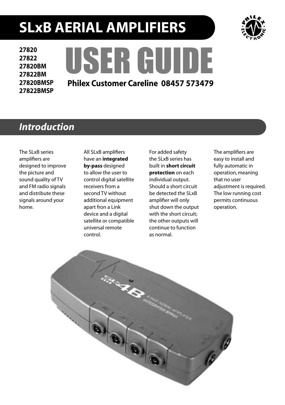 Philex SLxB User Manual | 4 pages