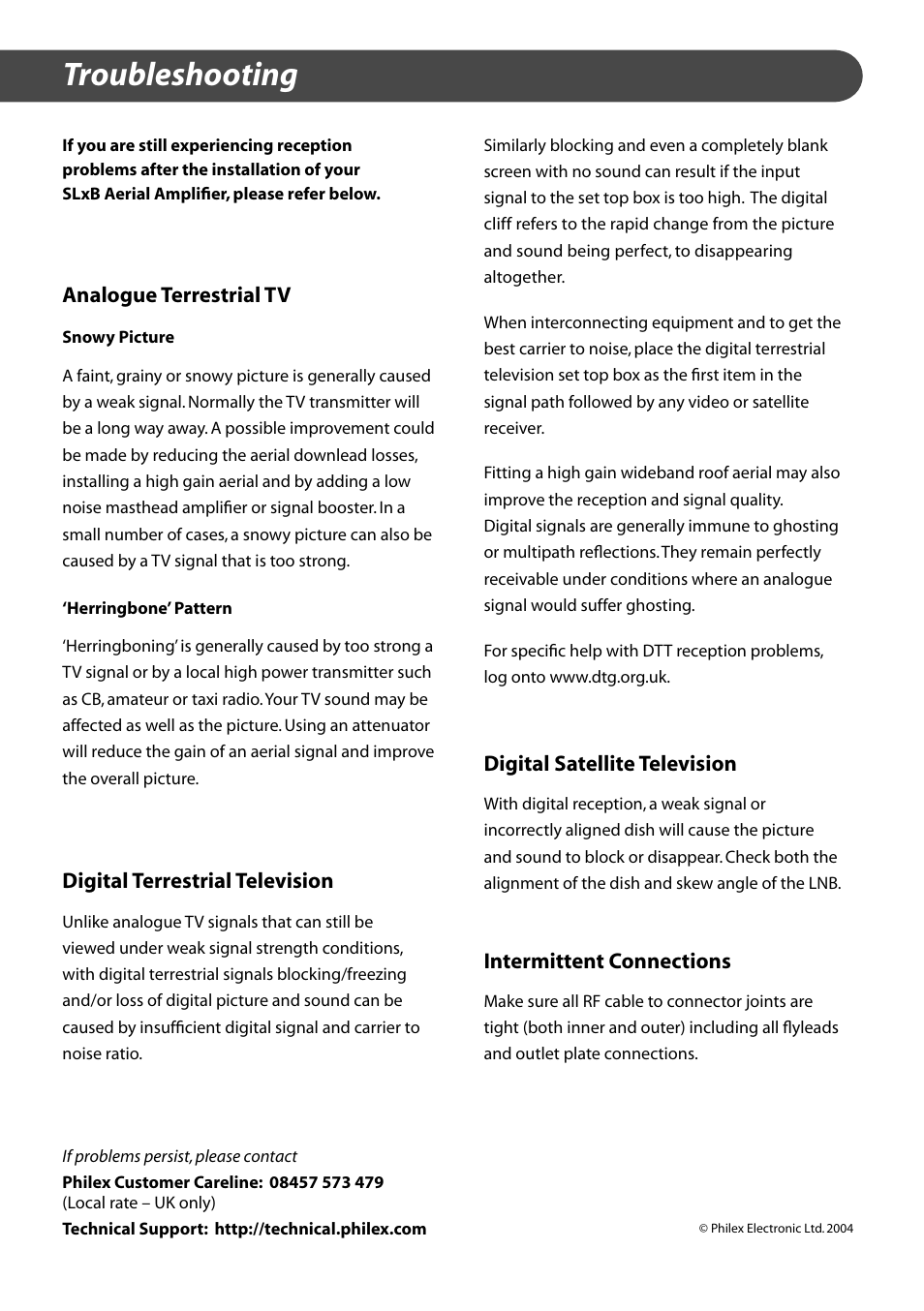 Troubleshooting | Philex SLxB User Manual | Page 4 / 4