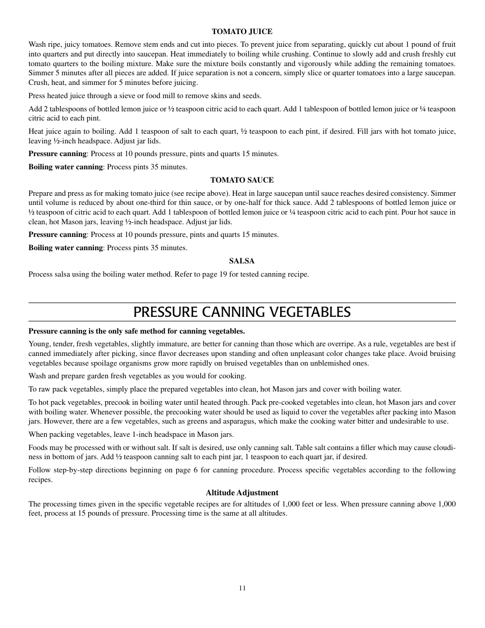 Pressure canning vegetables | Presto Pressure Canner and Cooker User Manual | Page 11 / 35