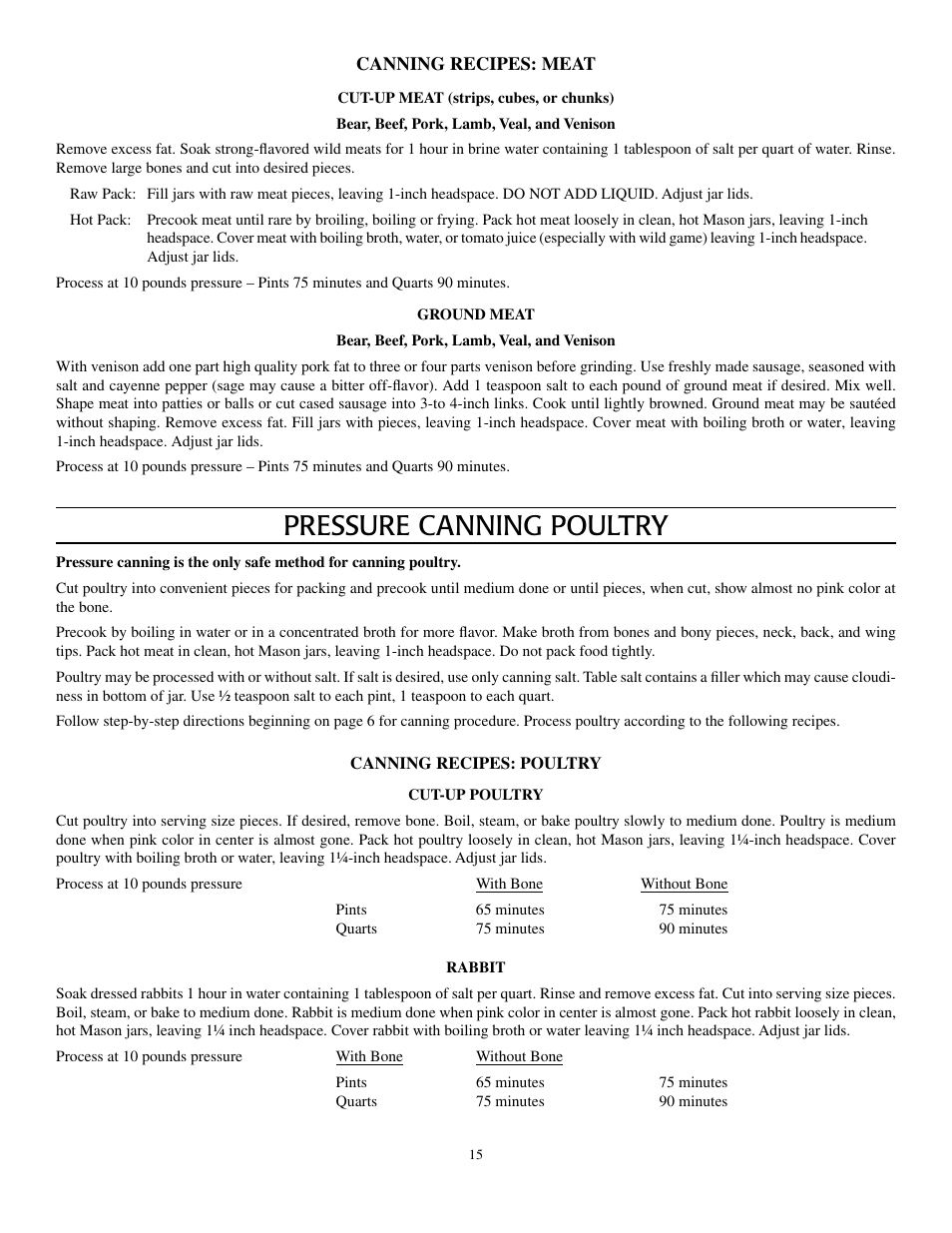 Pressure canning poultry | Presto Pressure Canner and Cooker User Manual | Page 15 / 35
