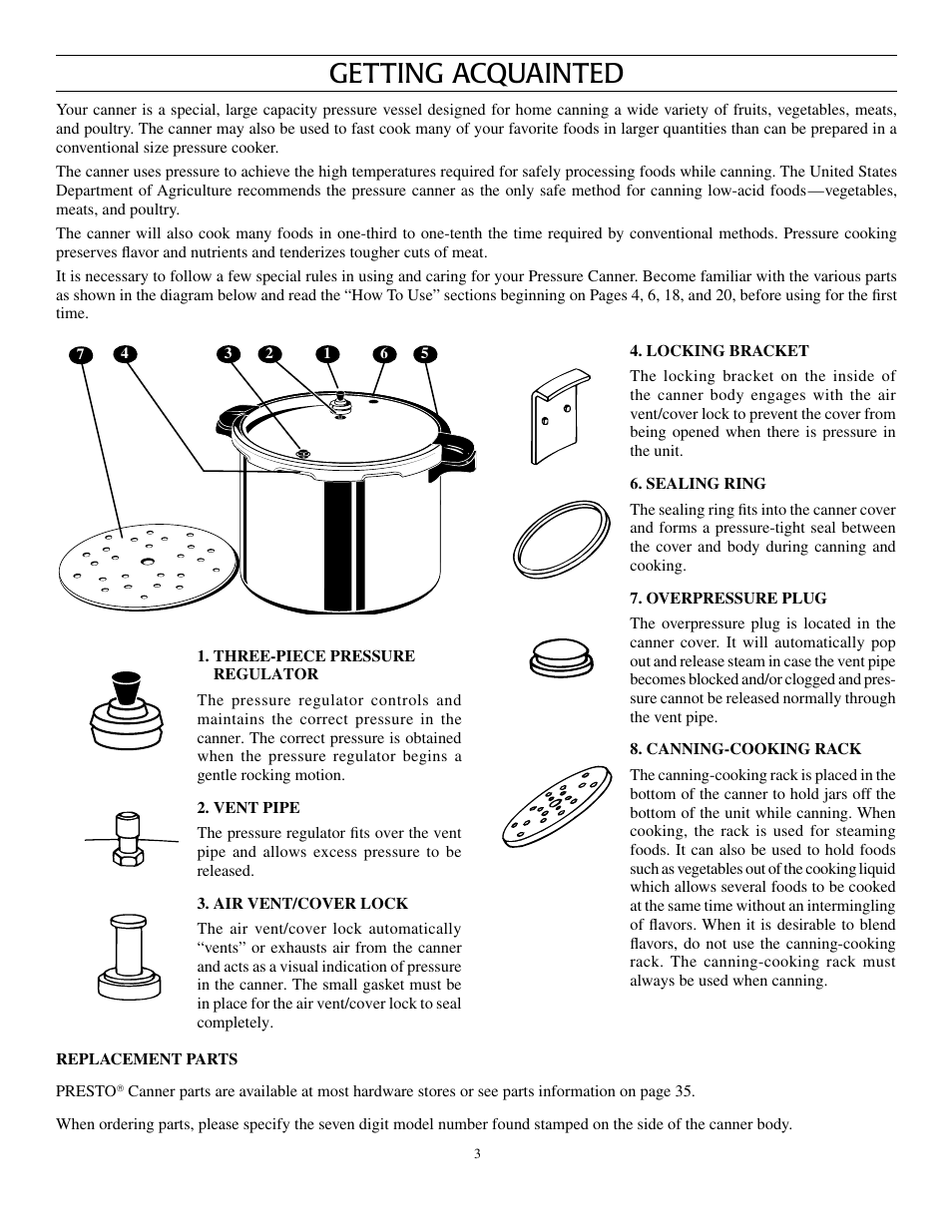 Getting acquainted | Presto Pressure Canner and Cooker User Manual | Page 3 / 35