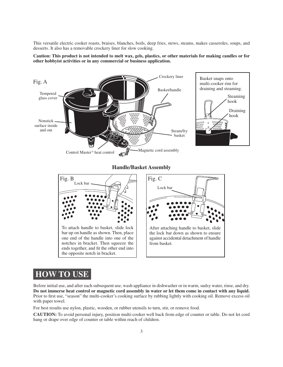How to use | Presto Electric multi-cooker User Manual | Page 3 / 20