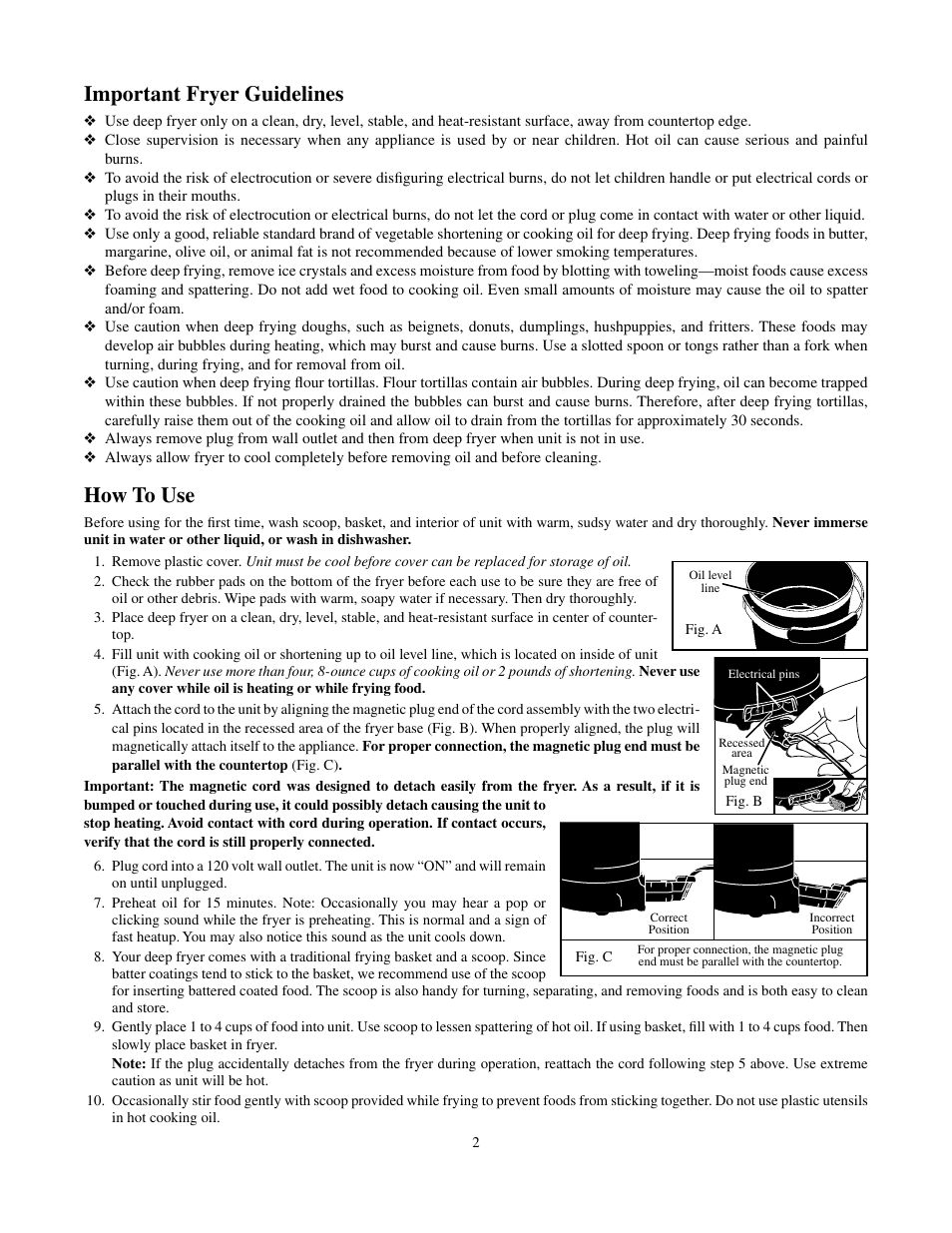 Important fryer guidelines, How to use | Presto deep frye User Manual | Page 2 / 4