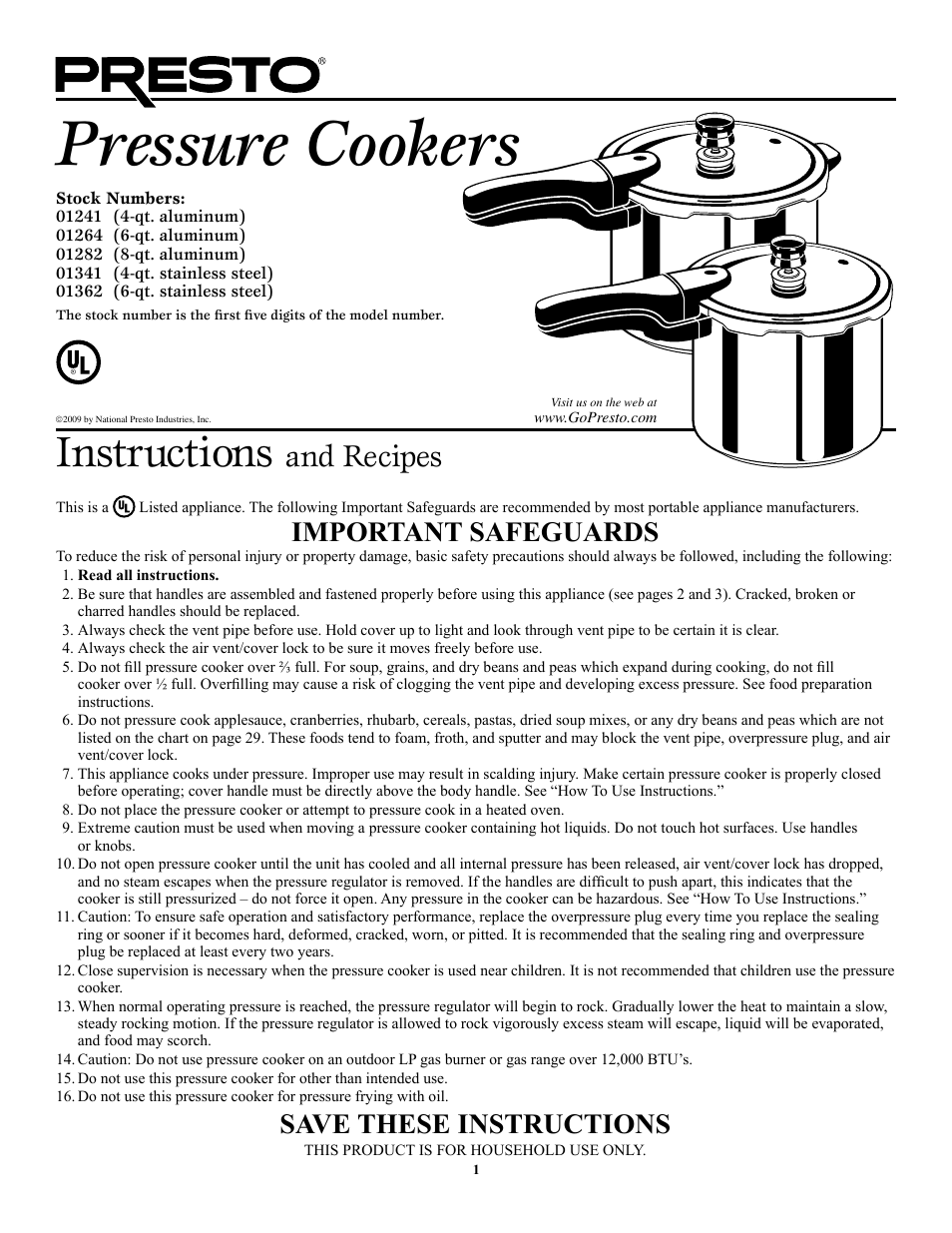Presto 1362 User Manual | 38 pages