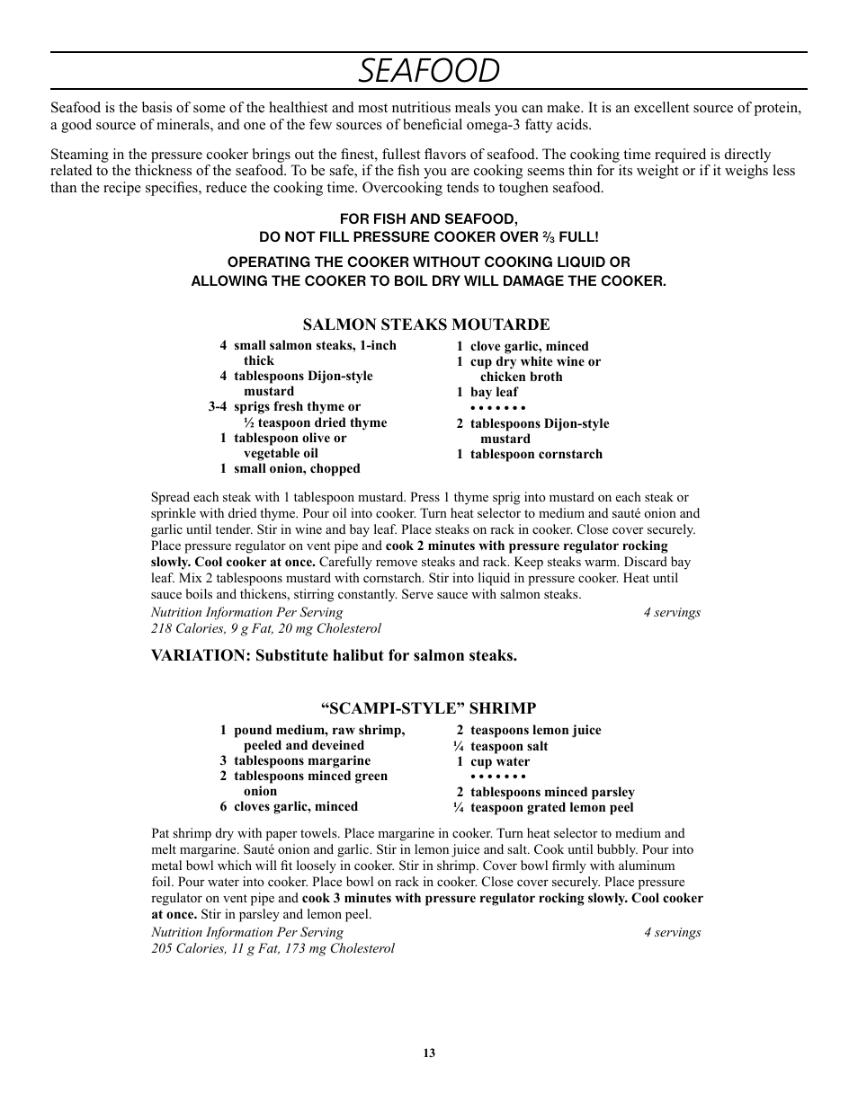 Seafood | Presto 1362 User Manual | Page 13 / 38