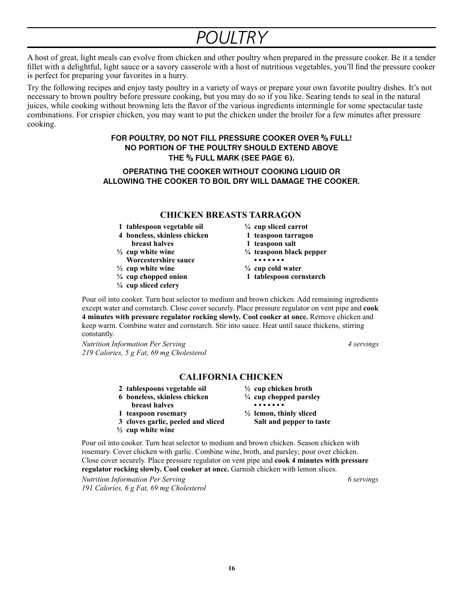 Poultry | Presto 1362 User Manual | Page 16 / 38