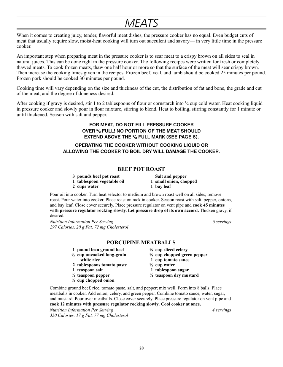 Meats | Presto 1362 User Manual | Page 20 / 38