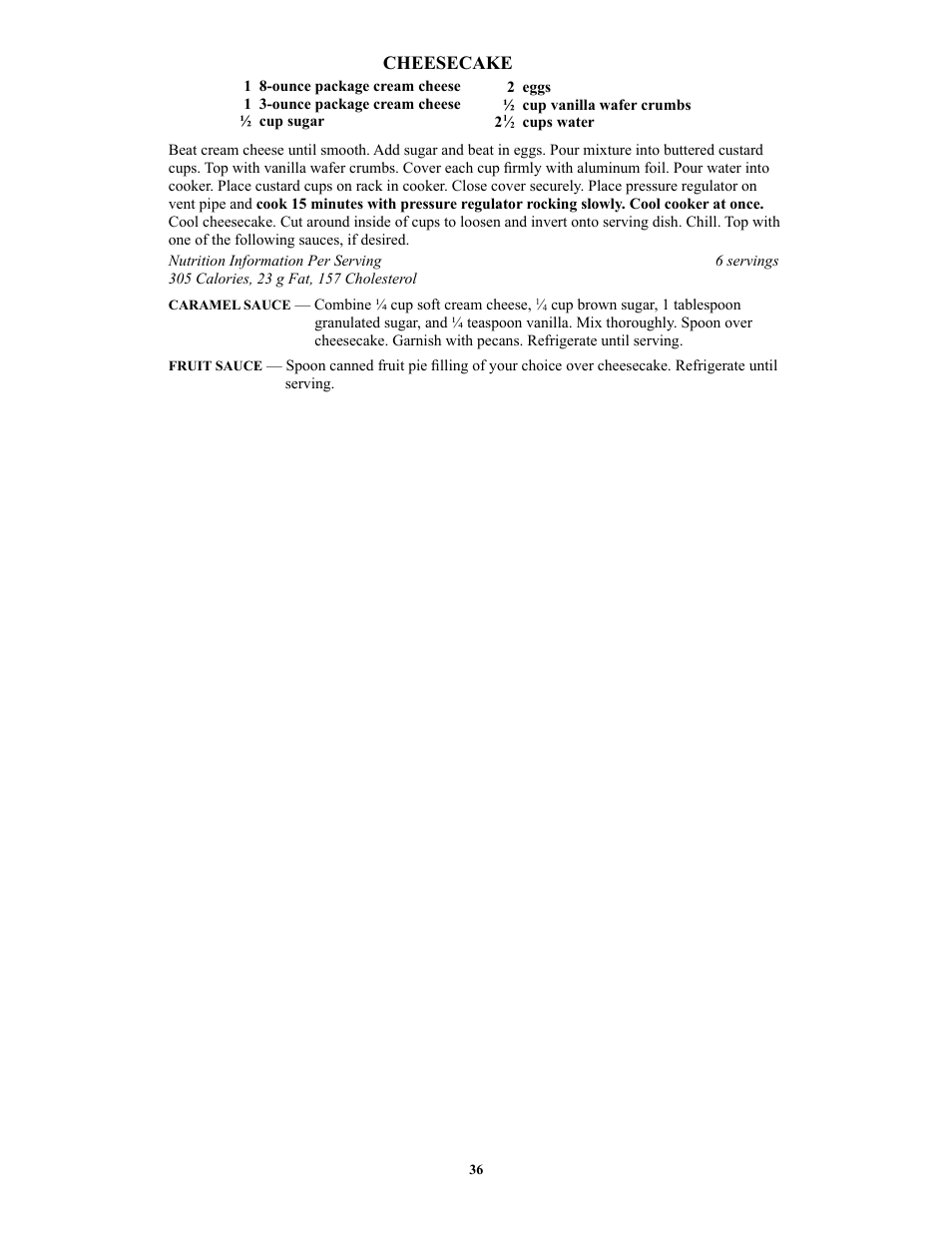 Cheesecake | Presto 1362 User Manual | Page 36 / 38