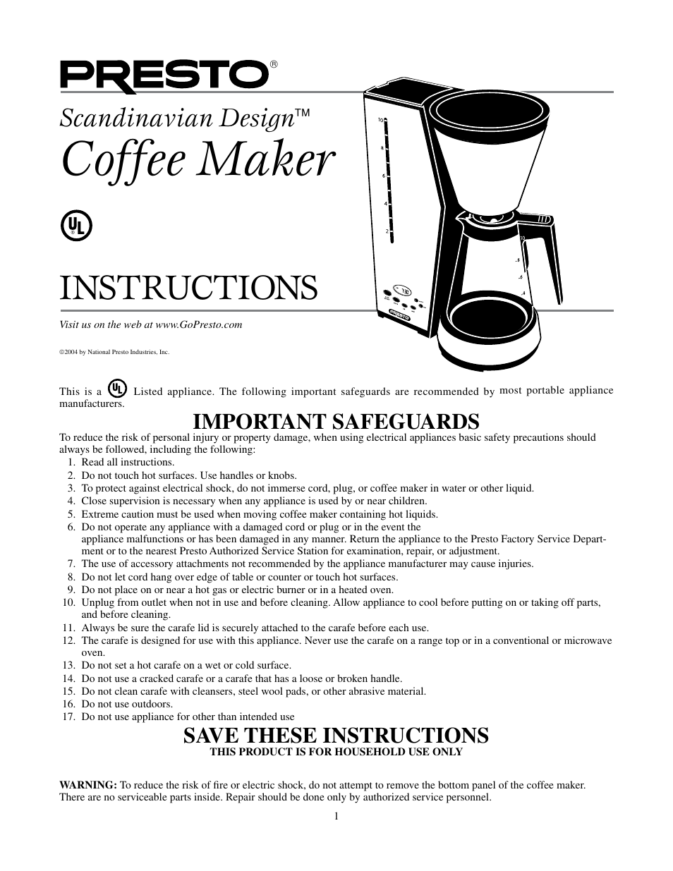 Presto Scandinavian Design User Manual | 6 pages