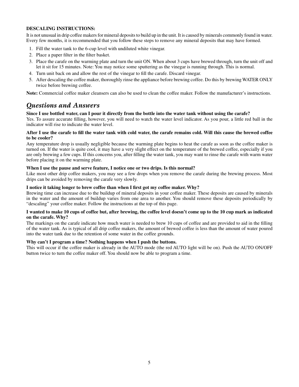 Questions and answers | Presto Scandinavian Design User Manual | Page 5 / 6