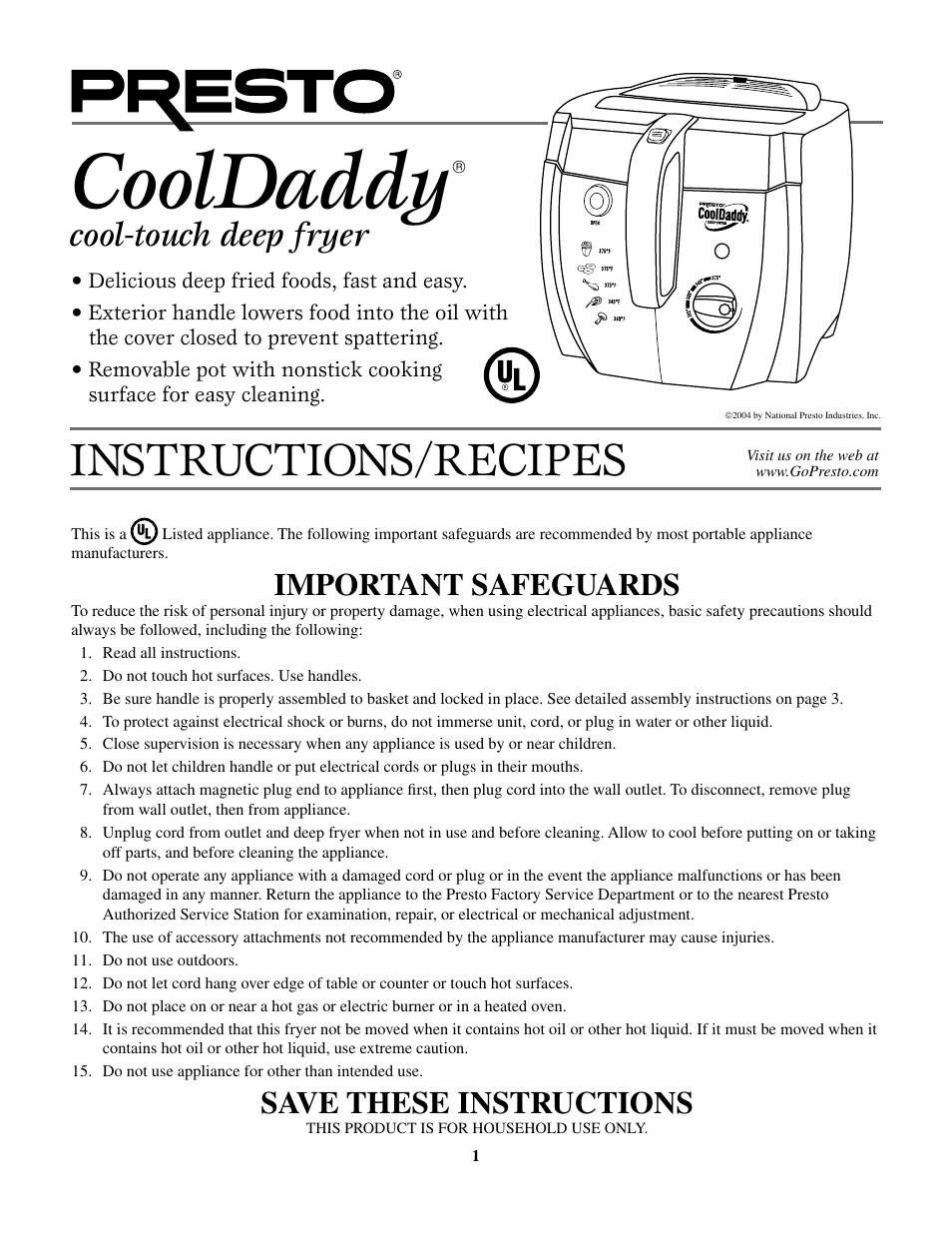 Presto CoolDaddy User Manual | 9 pages