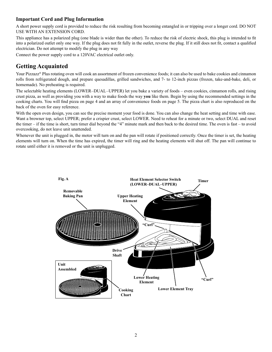 Getting acquainted | Presto Pizzazz User Manual | Page 2 / 8