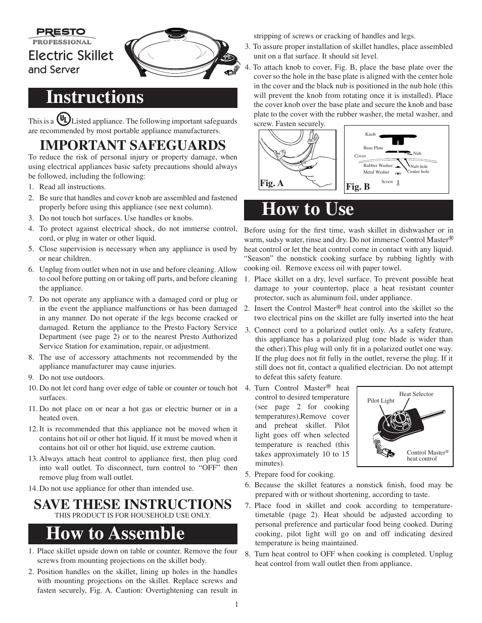 Presto Fryer User Manual | 3 pages