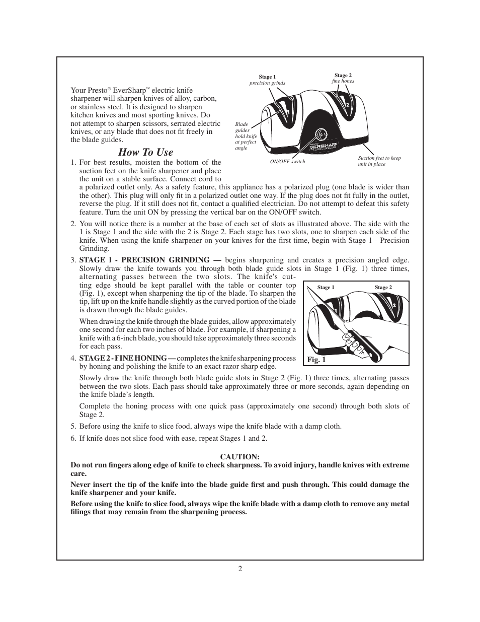 How to use | Presto Knife Sharpener User Manual | Page 2 / 4
