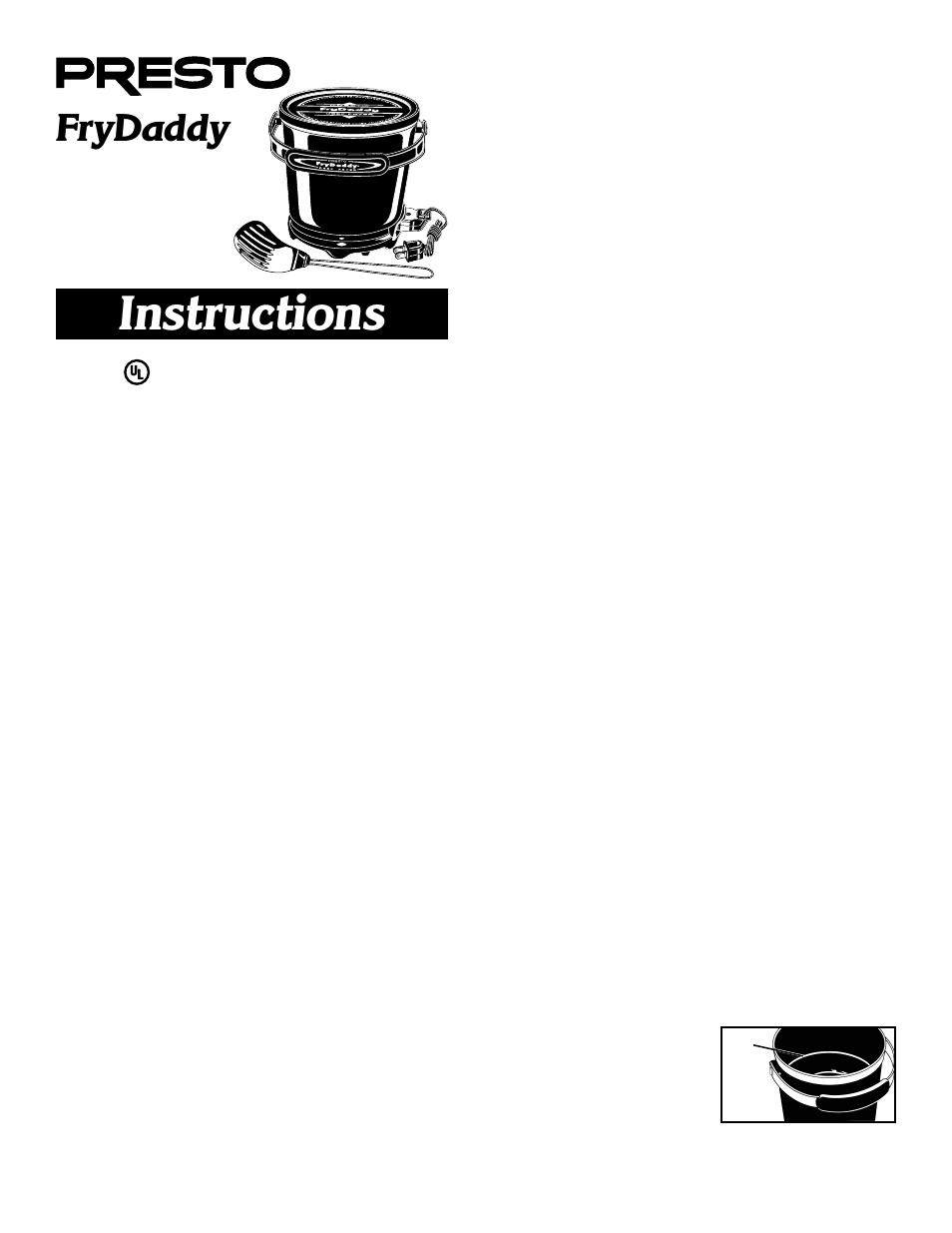 Presto FryDaddy electric deep fryer User Manual | 3 pages