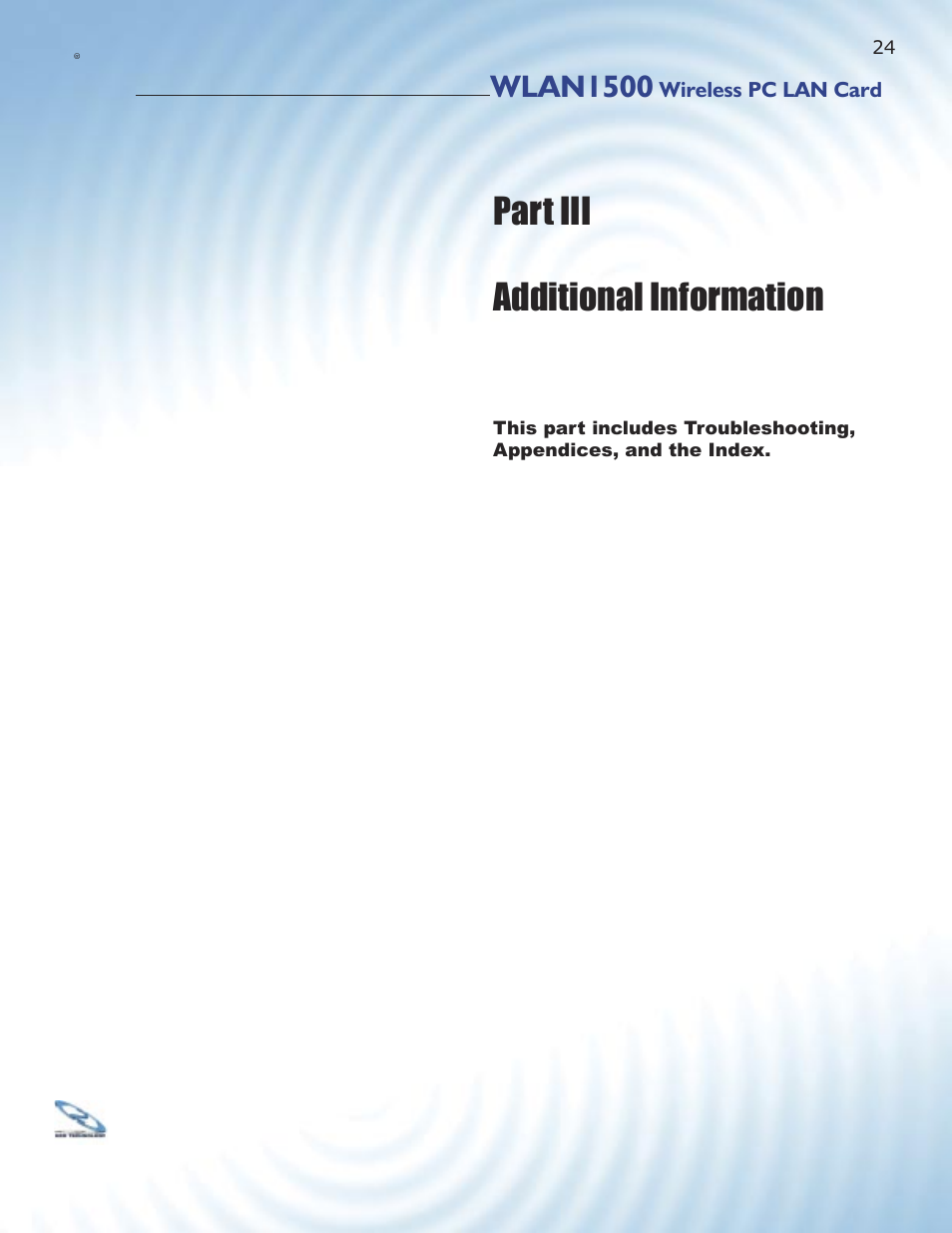 Part iii additional information, Wlan1500 | ParkerVision WLAN1500 User Manual | Page 22 / 34