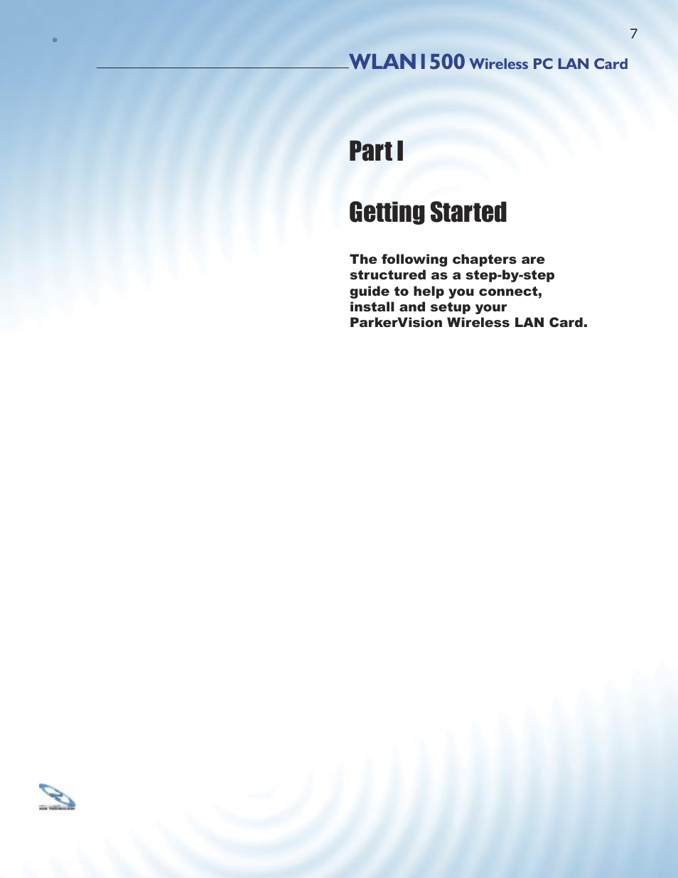 Part i getting started, Wlan1500 | ParkerVision WLAN1500 User Manual | Page 5 / 34