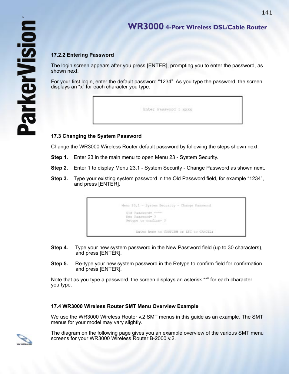 Wr3000, Port wireless dsl/cable router | ParkerVision WR3000 User Manual | Page 139 / 179