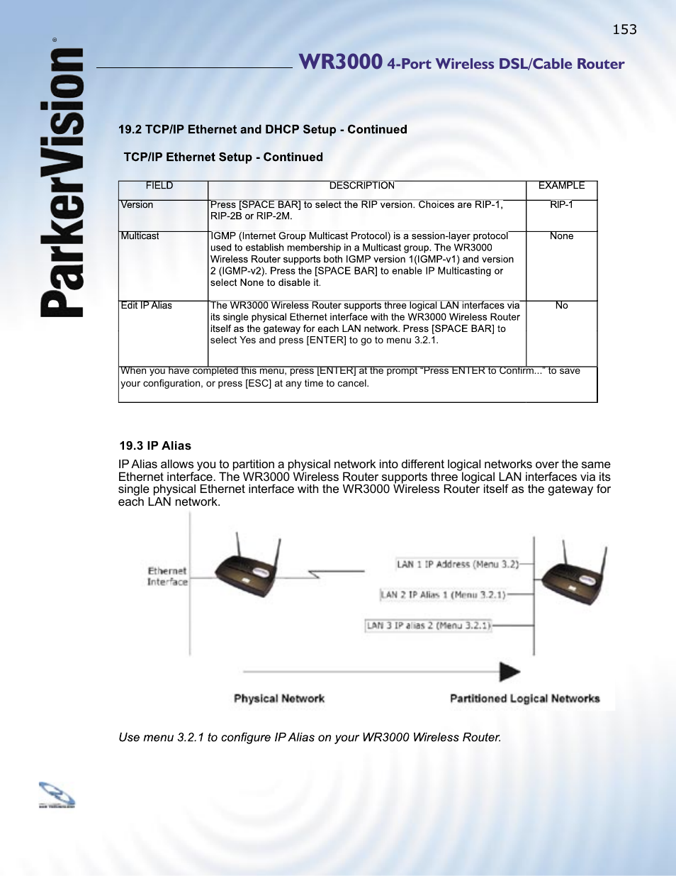 Wr3000, Port wireless dsl/cable router | ParkerVision WR3000 User Manual | Page 151 / 179