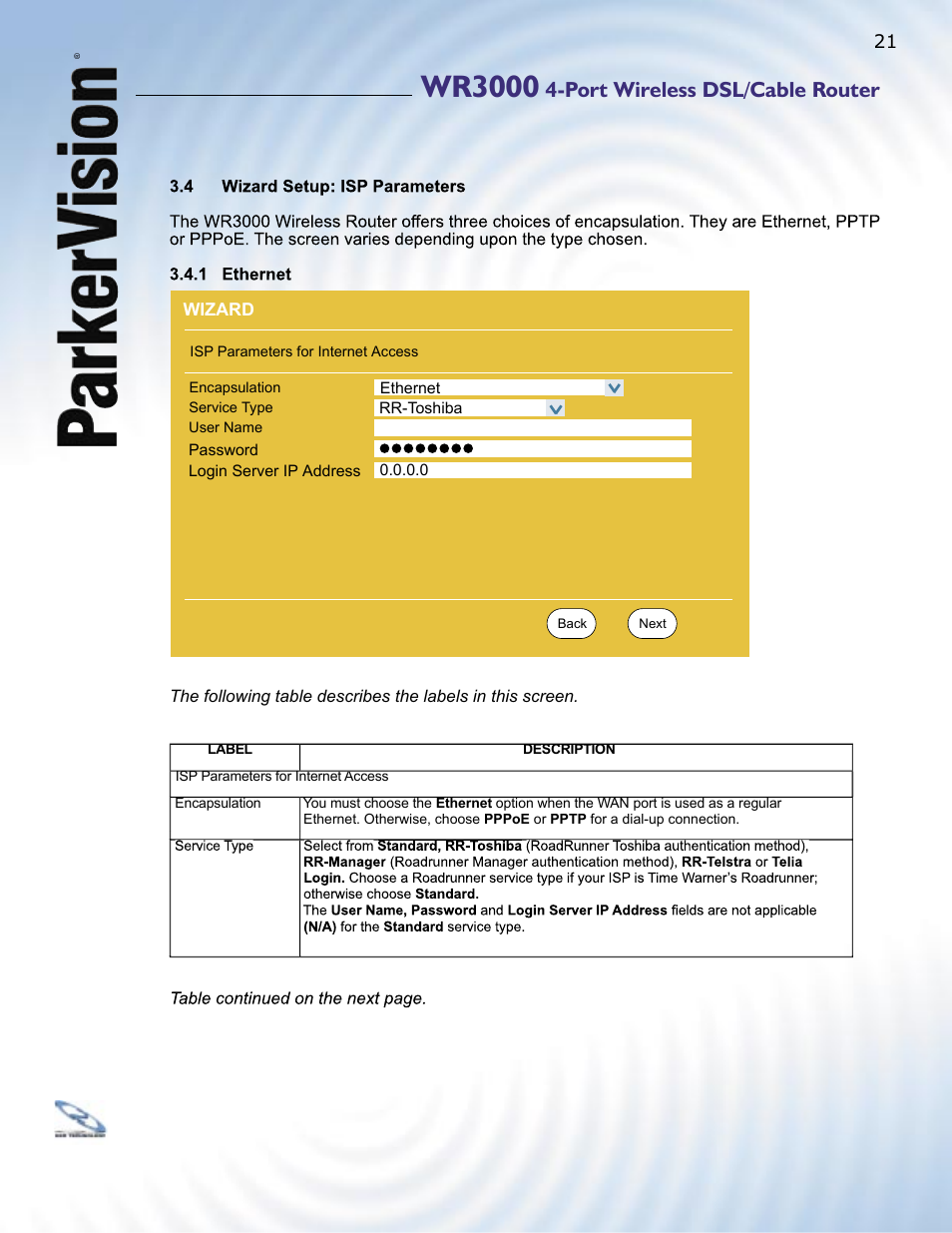 Wr3000, Port wireless dsl/cable router | ParkerVision WR3000 User Manual | Page 19 / 179