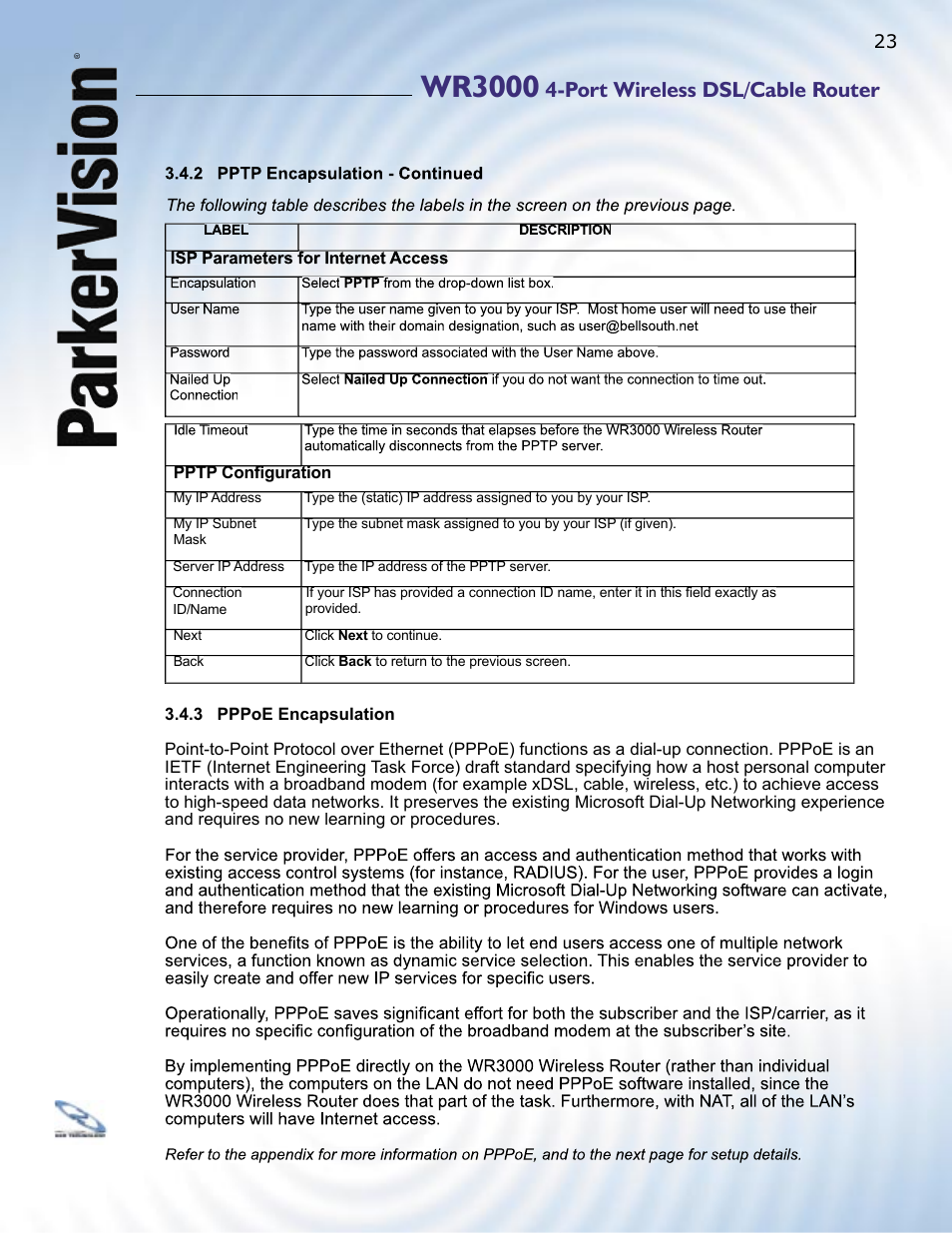 Wr3000, Port wireless dsl/cable router | ParkerVision WR3000 User Manual | Page 21 / 179