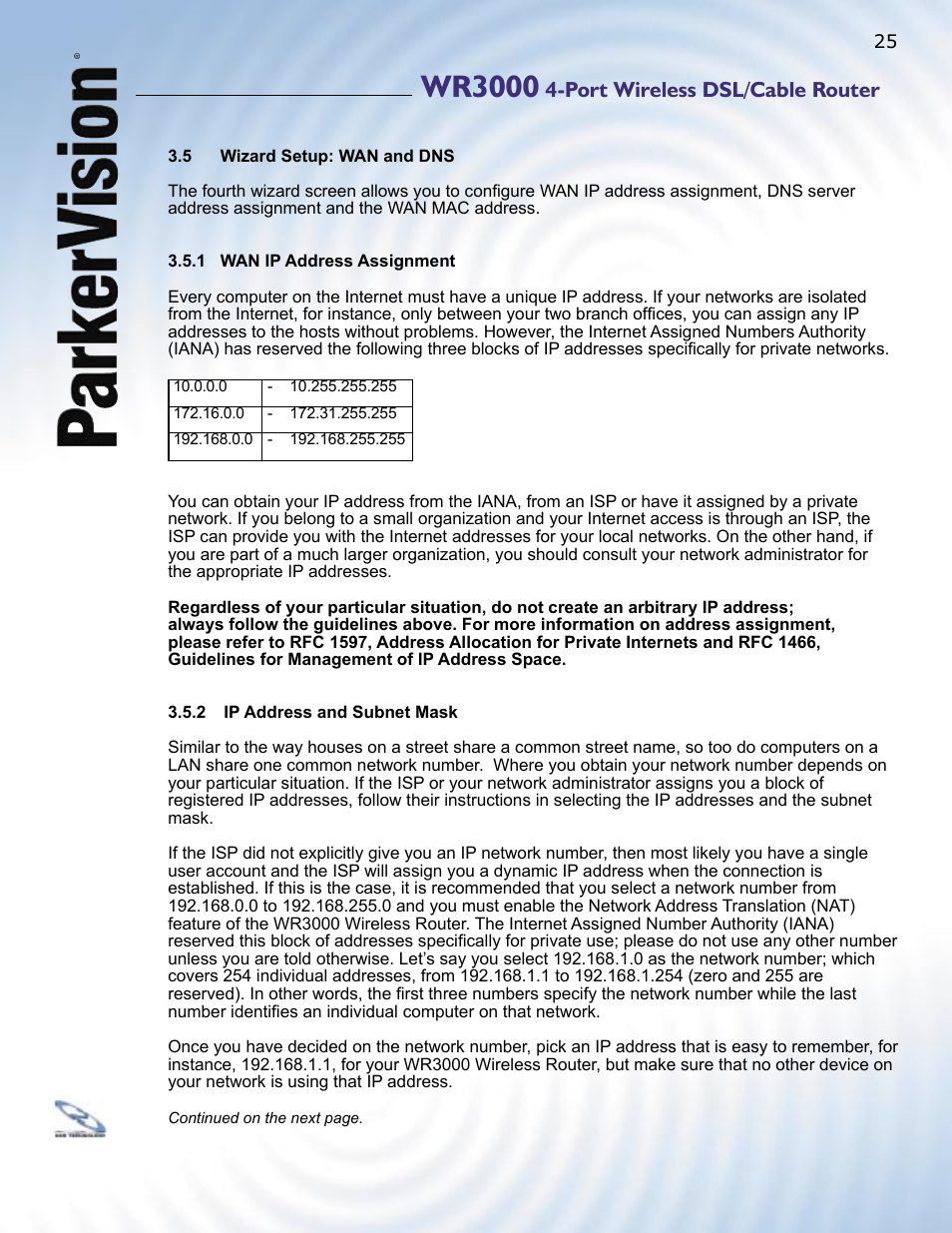 Wr3000, Port wireless dsl/cable router | ParkerVision WR3000 User Manual | Page 23 / 179