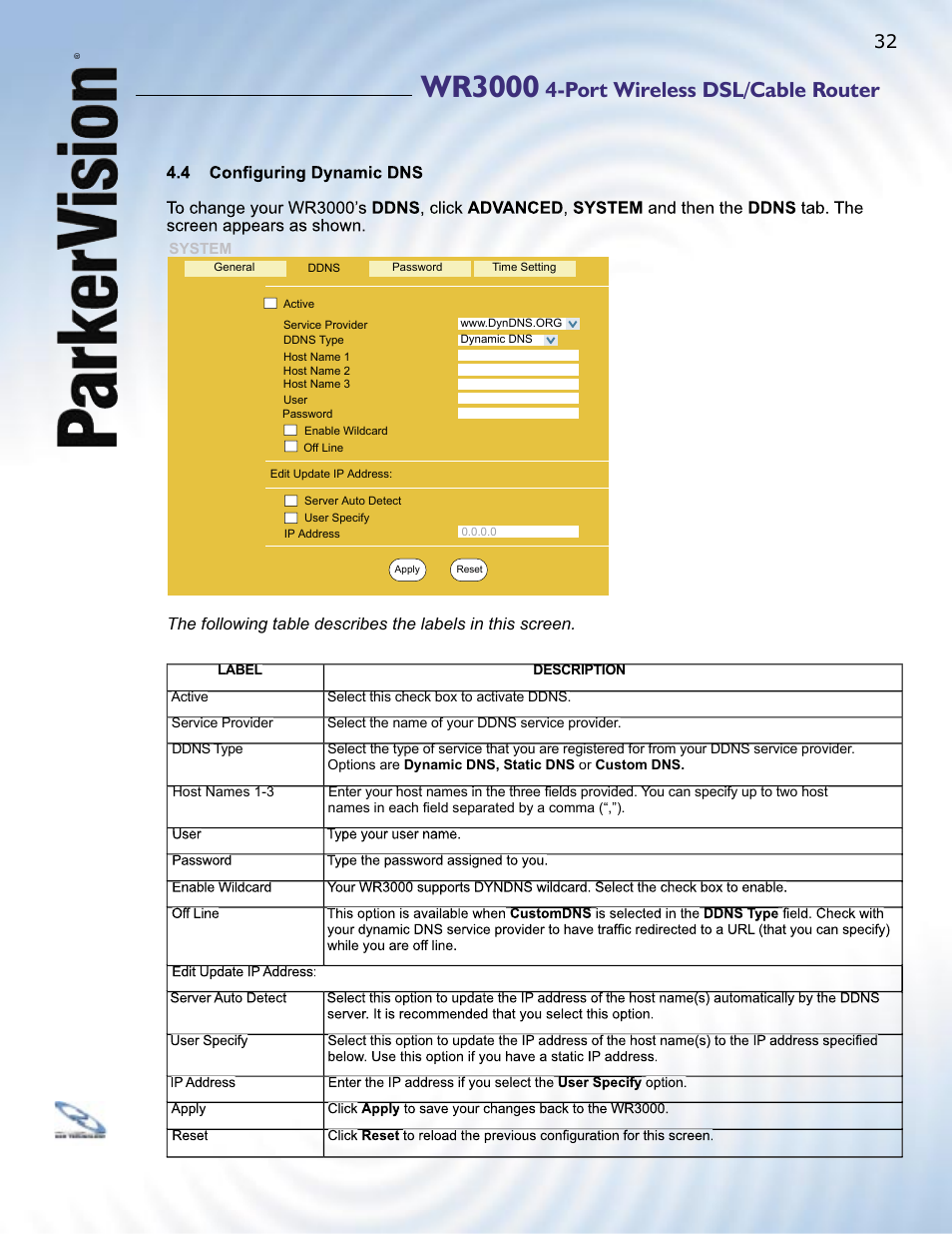 Wr3000, Port wireless dsl/cable router | ParkerVision WR3000 User Manual | Page 30 / 179