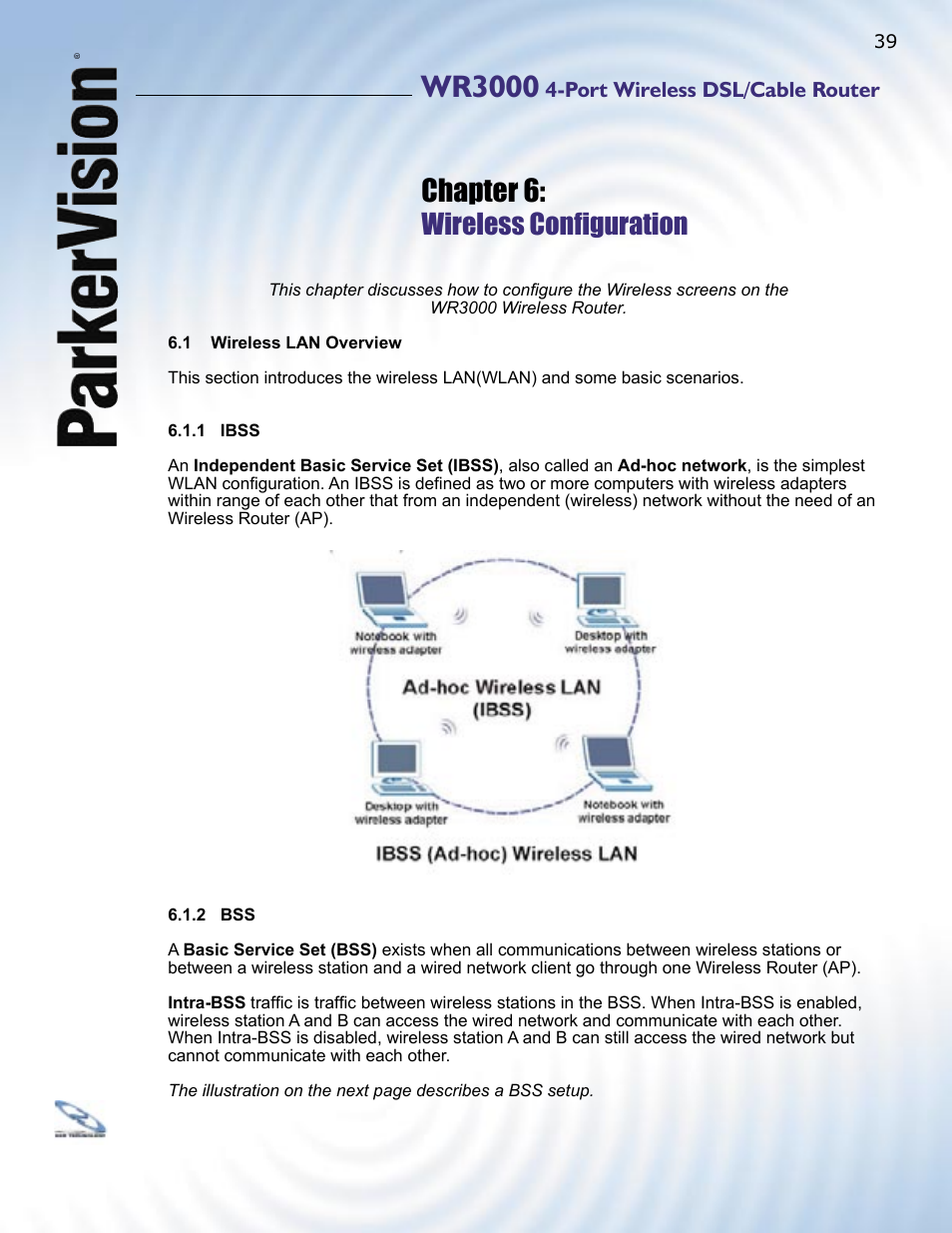 Wr3000, Chapter 6, Wireless conﬁ guration | ParkerVision WR3000 User Manual | Page 37 / 179