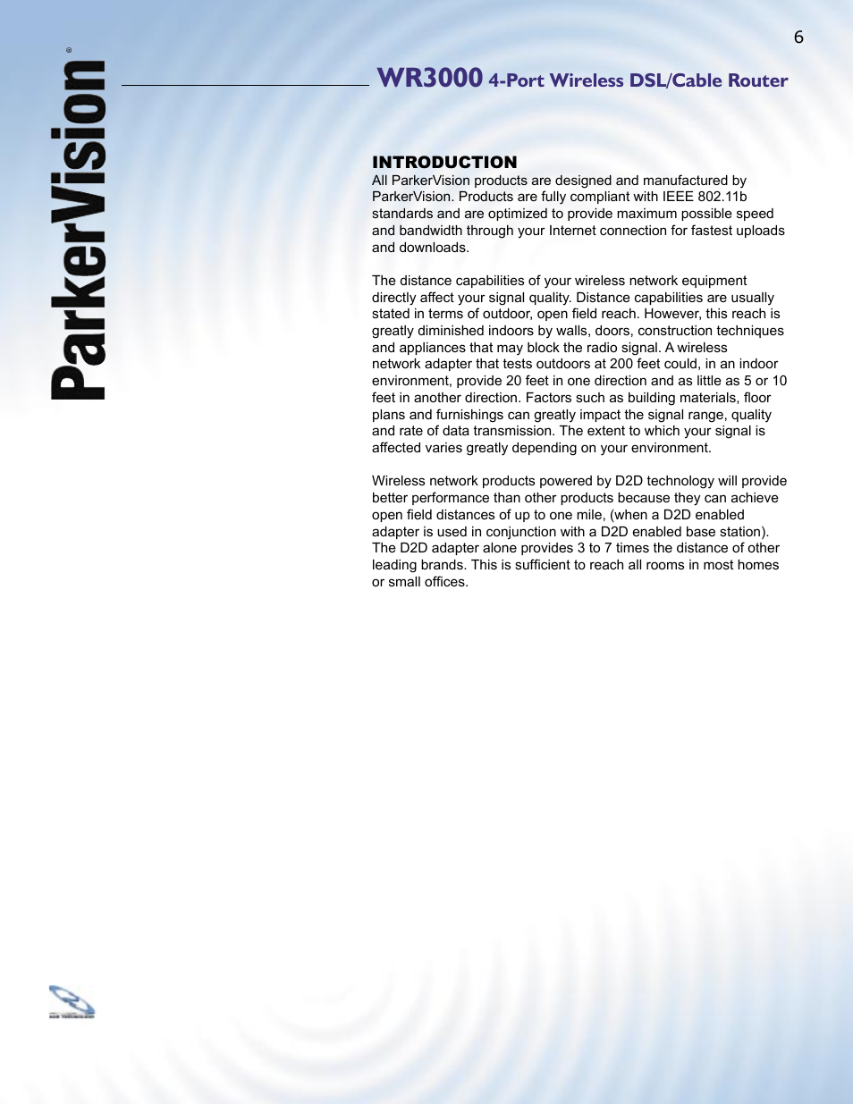 Wr3000, Port wireless dsl/cable router | ParkerVision WR3000 User Manual | Page 4 / 179