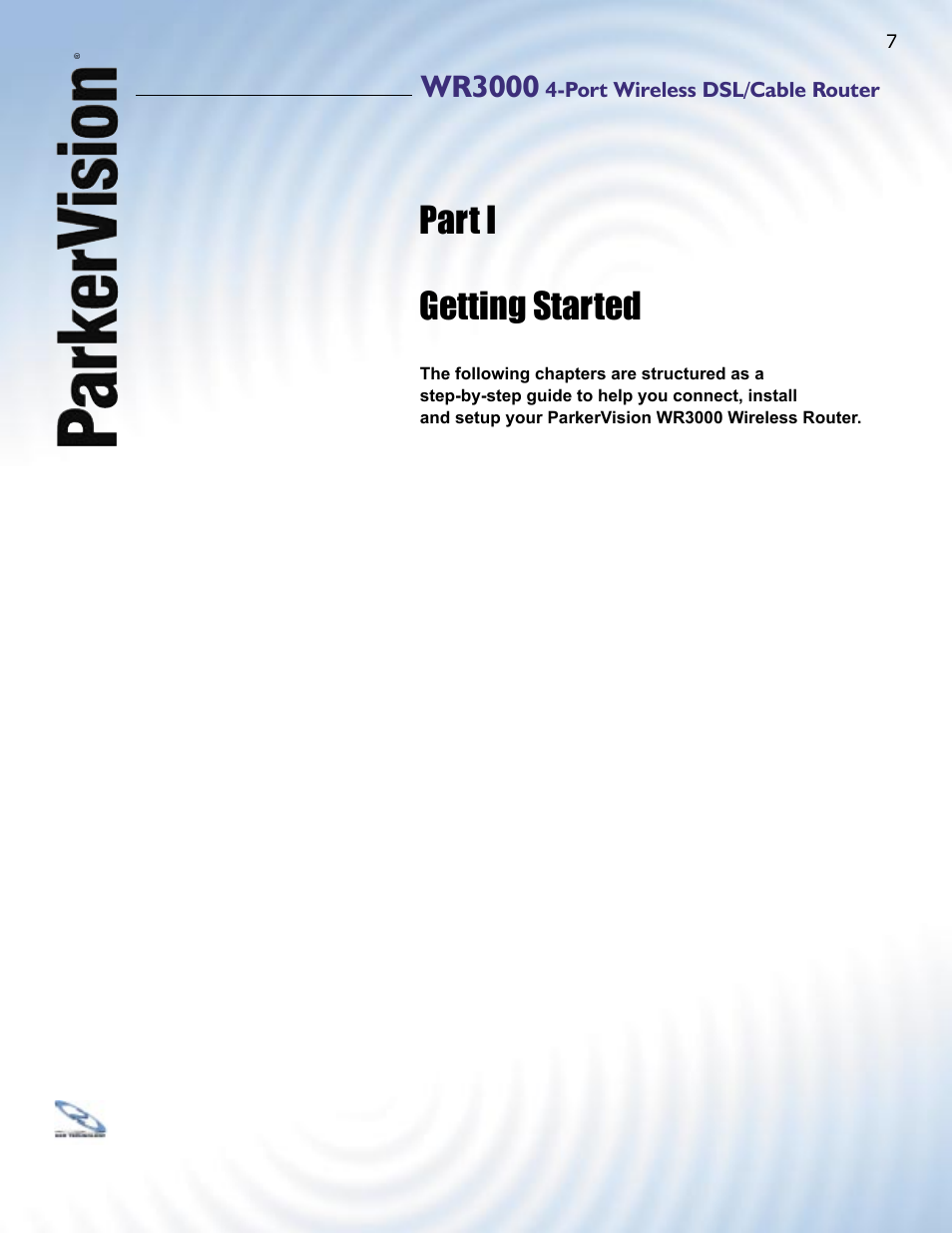 Part i getting started, Wr3000 | ParkerVision WR3000 User Manual | Page 5 / 179